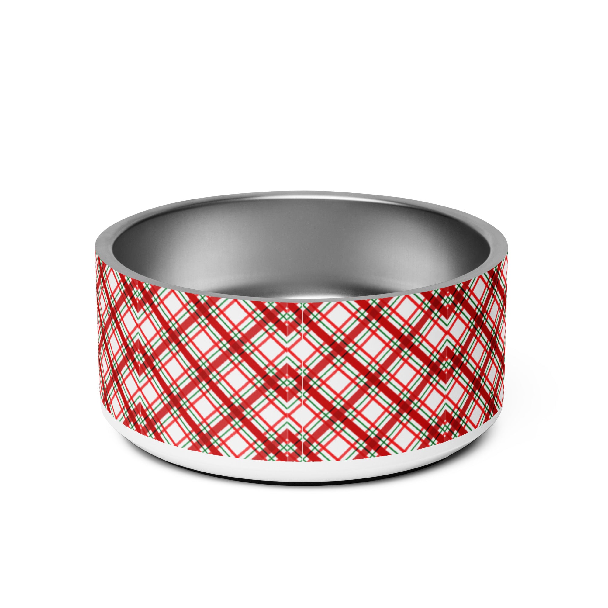 Christmas Plaid Pet bowl, Personalization Optional