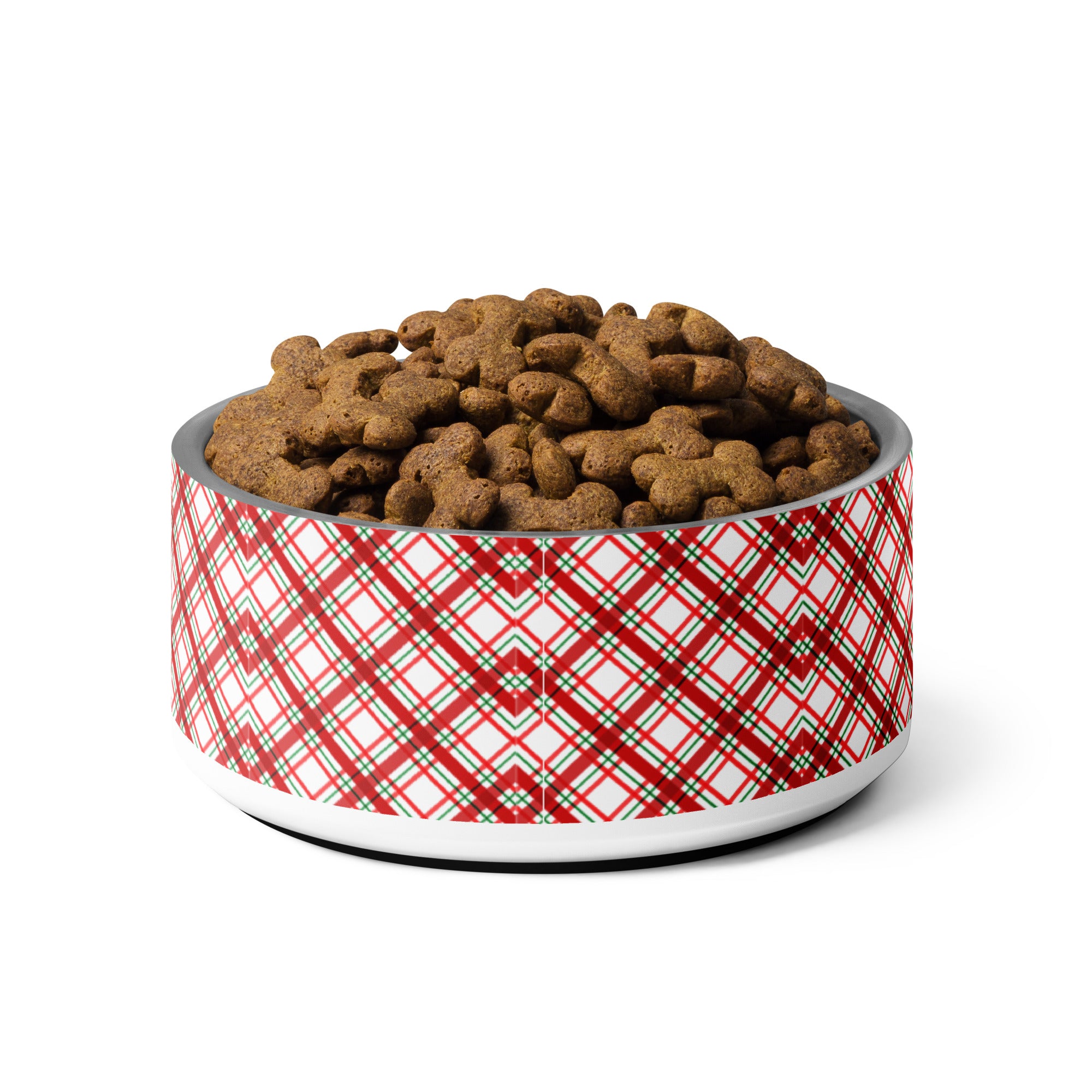 Christmas Plaid Pet bowl, Personalization Optional