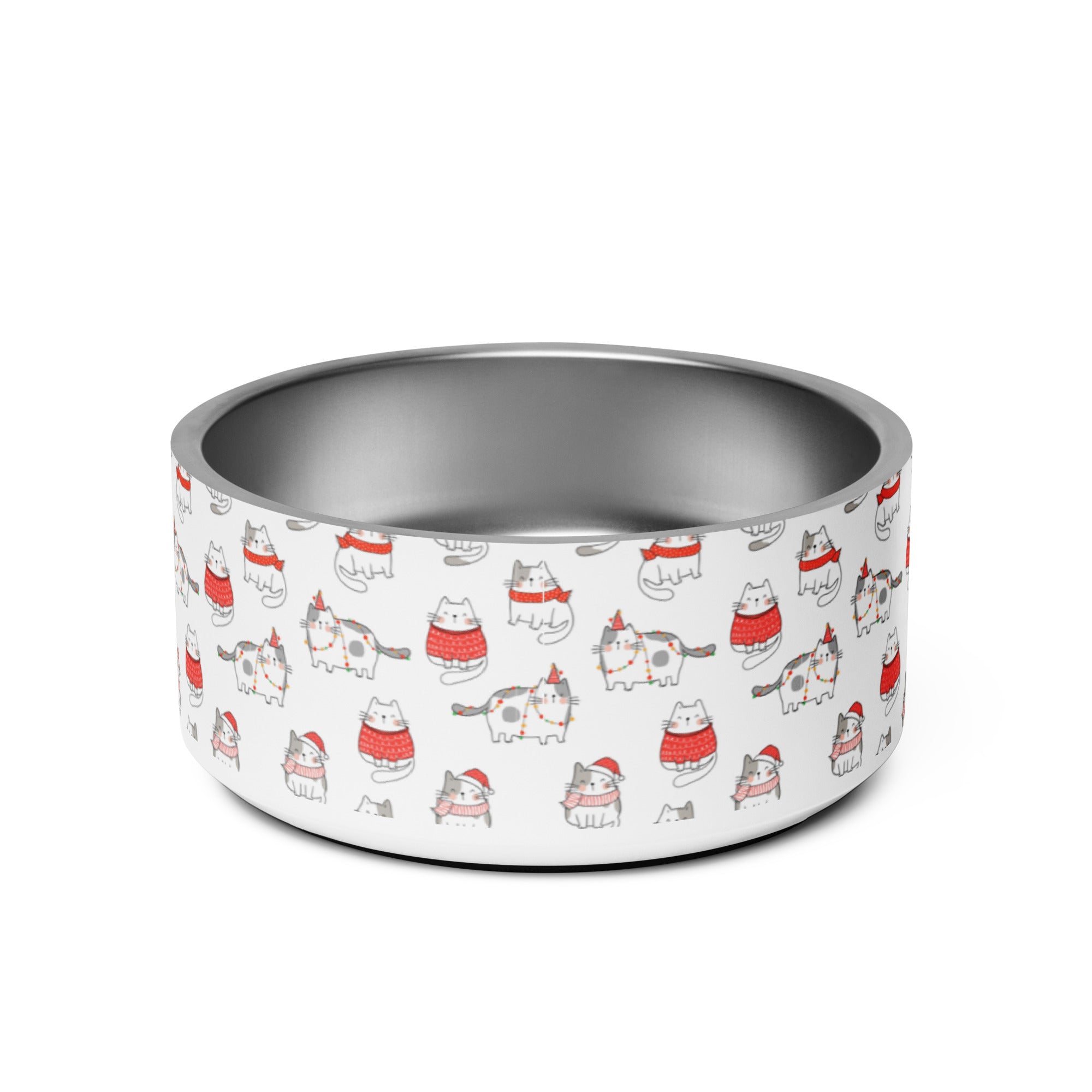 Christmas Holiday Cats in Scarves Personalized Pet bowl