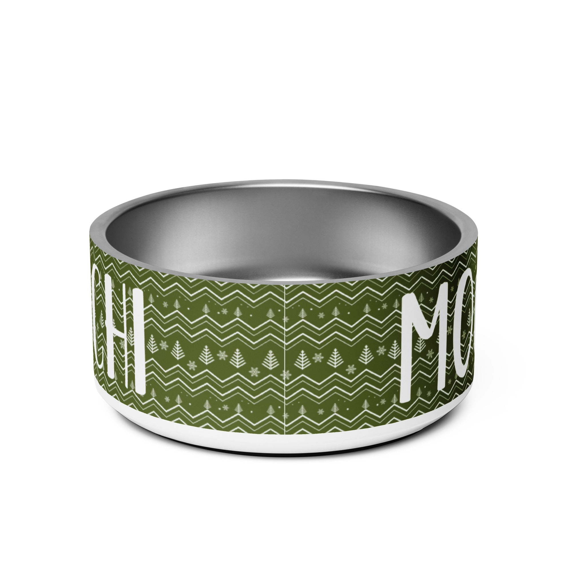 Festive Christmas Pines Trees Green Personalized Pet bowl