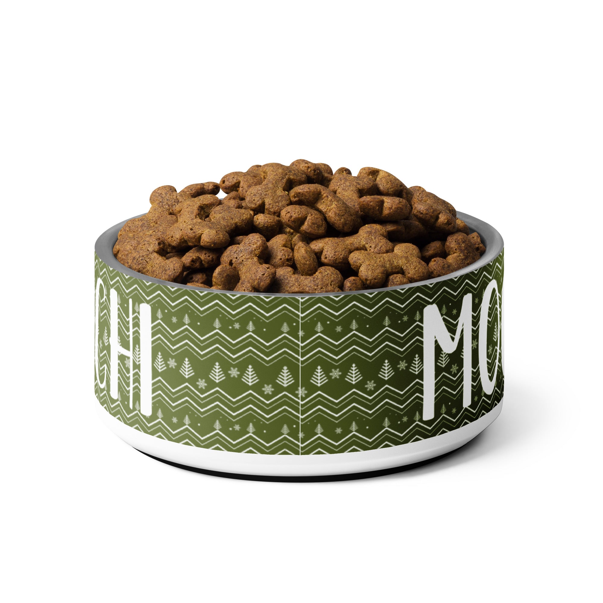 Festive Christmas Pines Trees Green Personalized Pet bowl