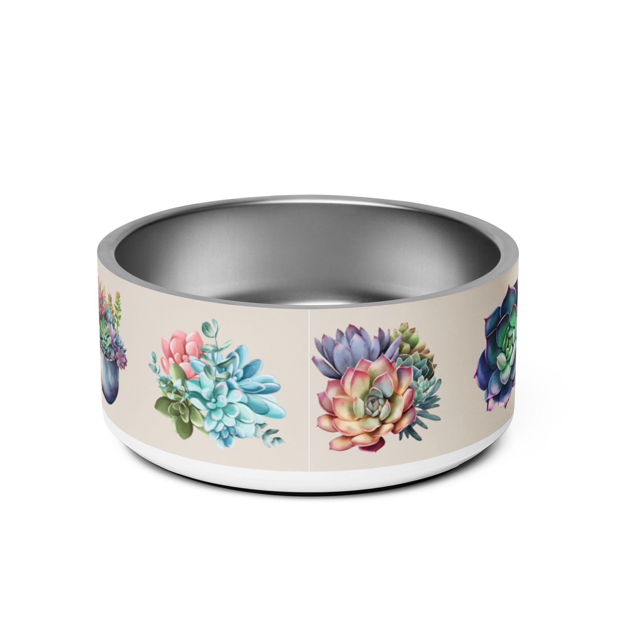 Beautiful Succulents Pet bowl, Add Your Pet's Name!