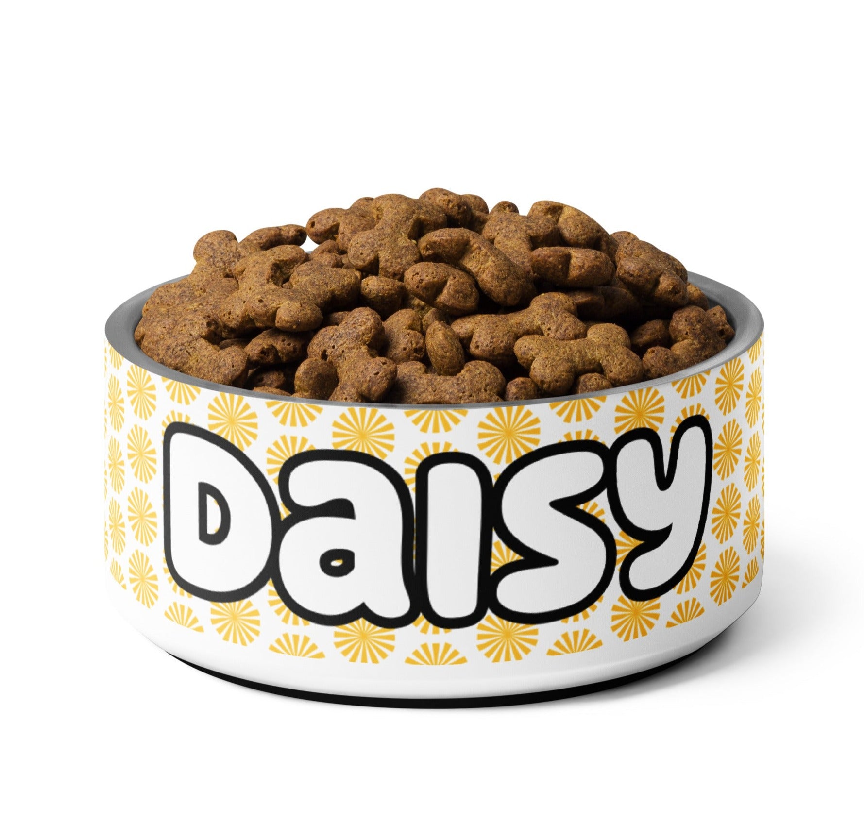 Daisies Personalized Pet Name Bowl Yellow Daisies