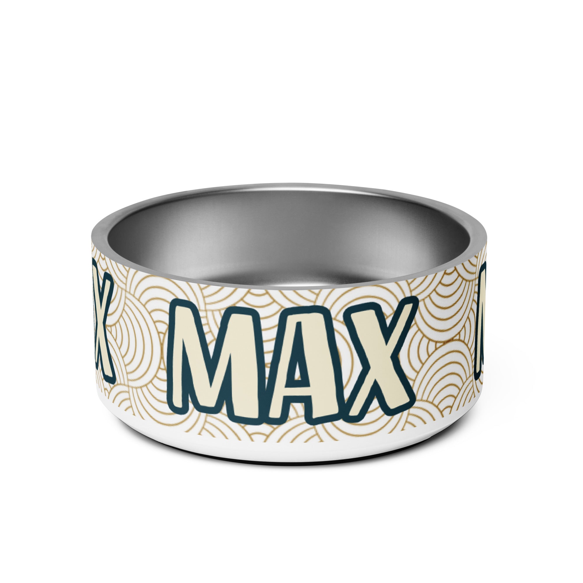 Minimalist Design Personalized Pet Bowl for Max! Add your pet's name.