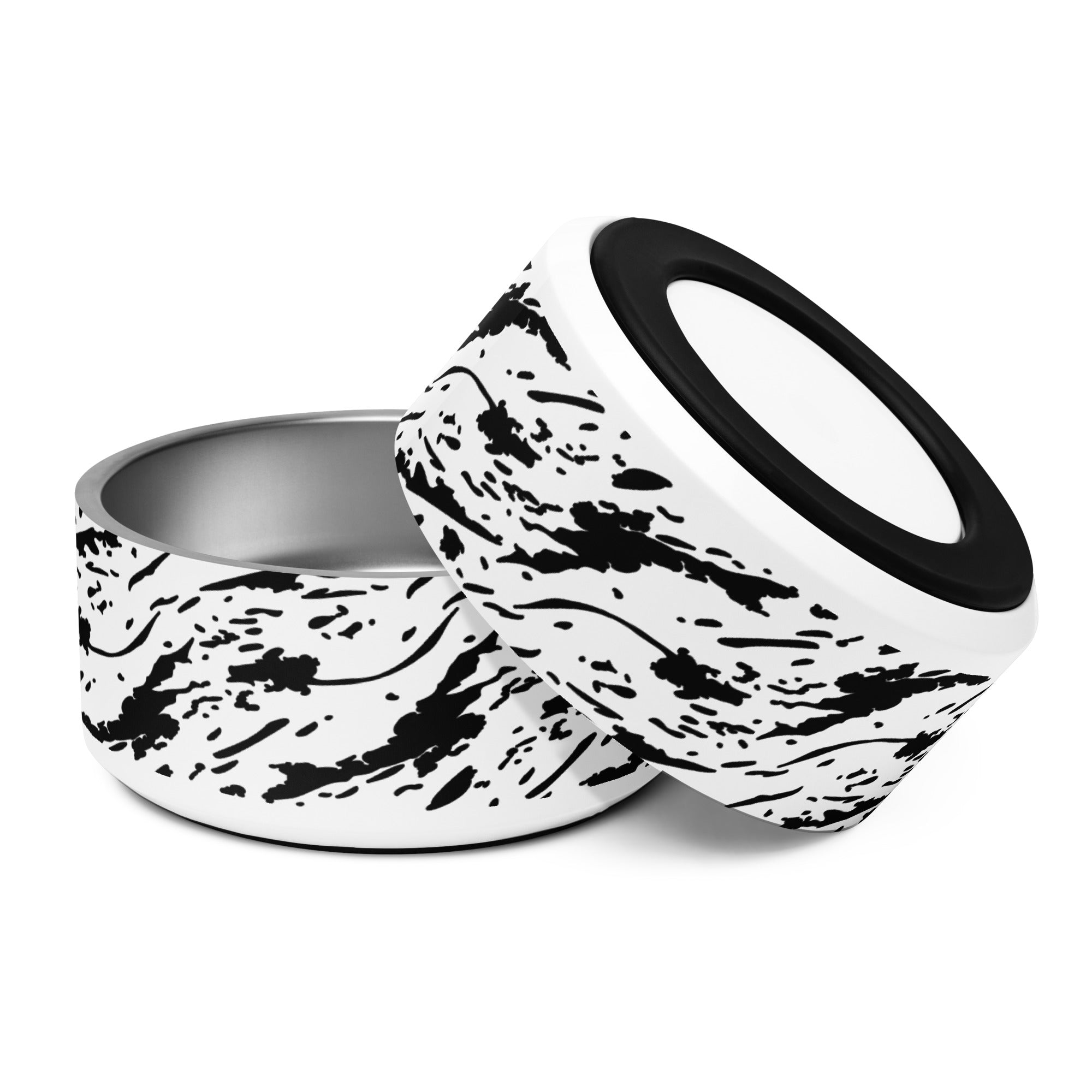 Windswept Black and White Pet Bowl