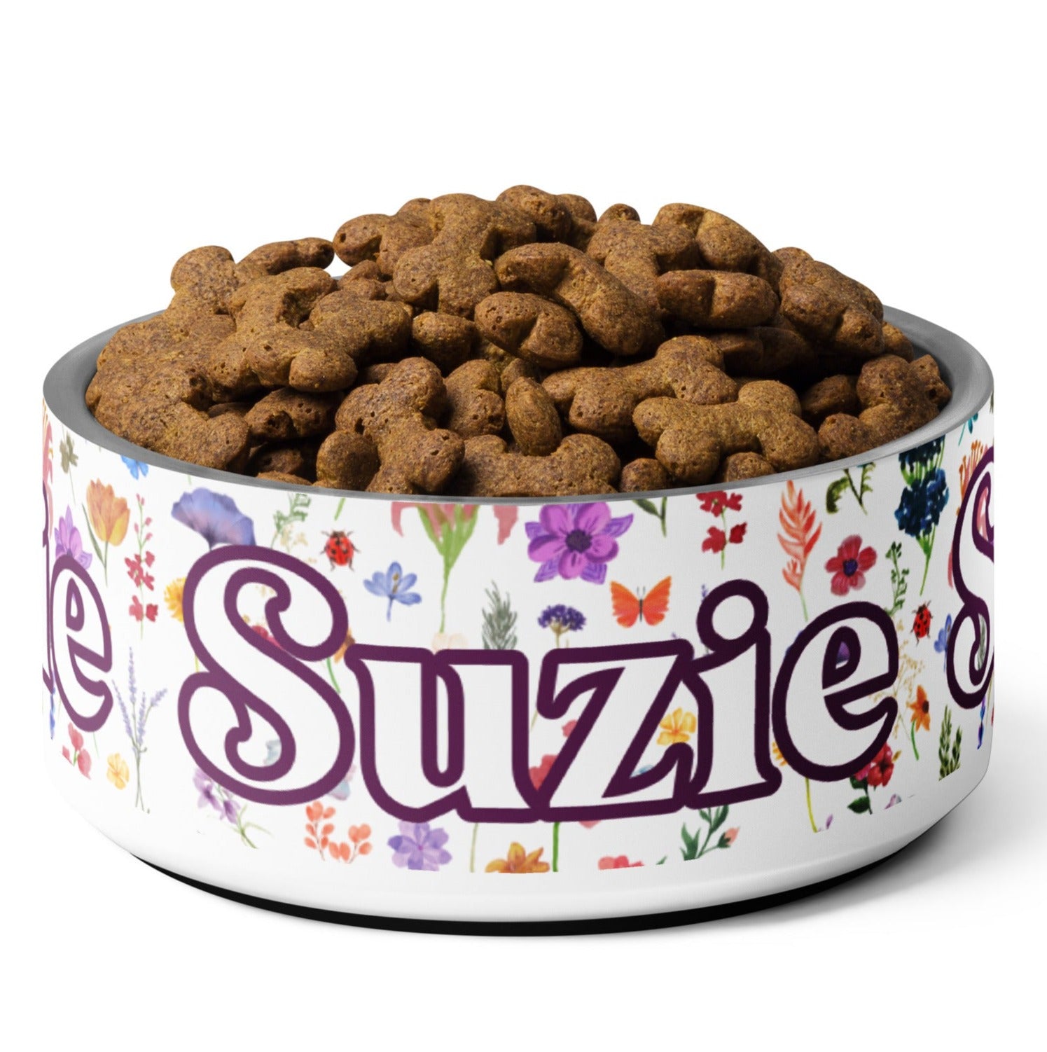 Spring Flowers Personalized Pet Bowl