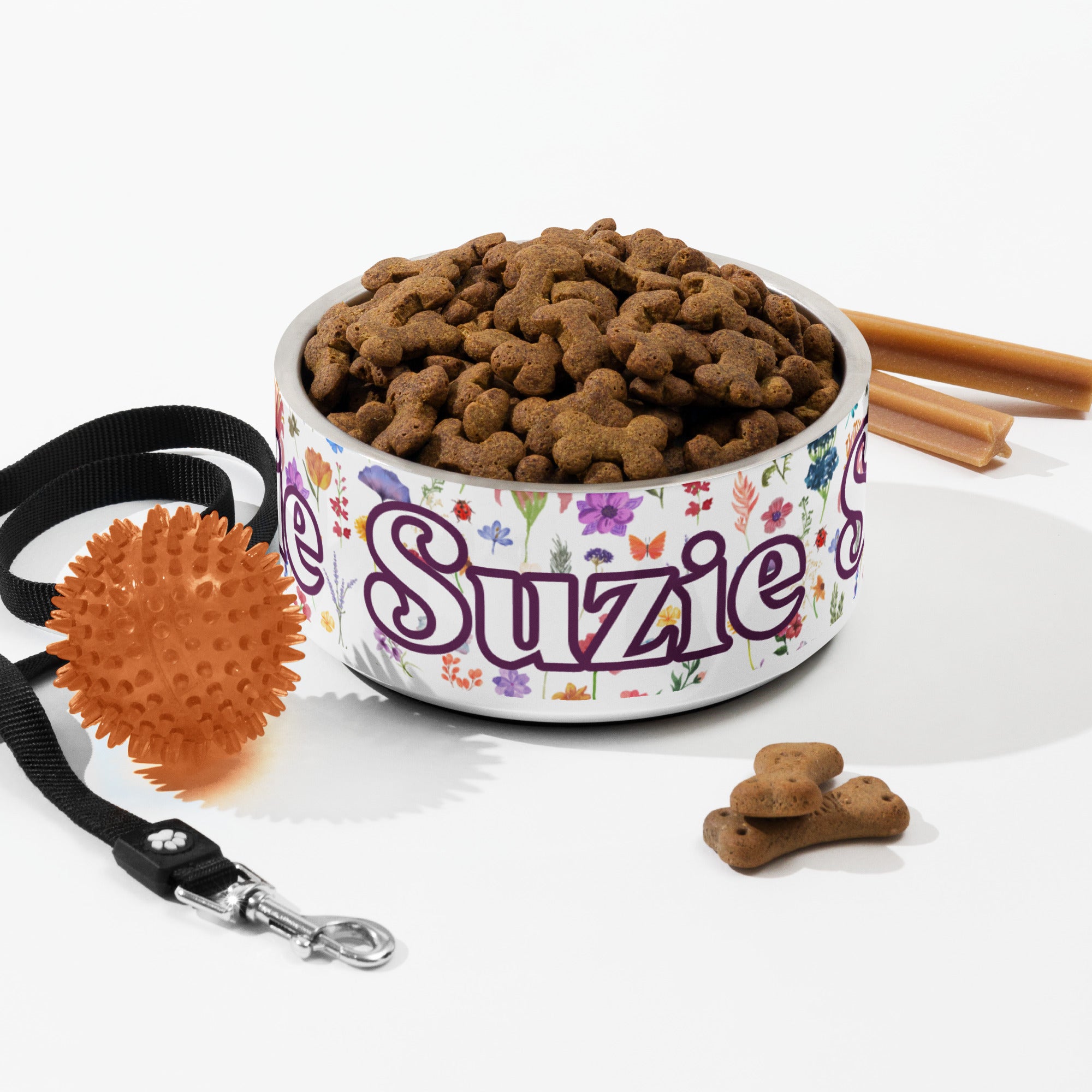 Spring Flowers Personalized Pet Bowl