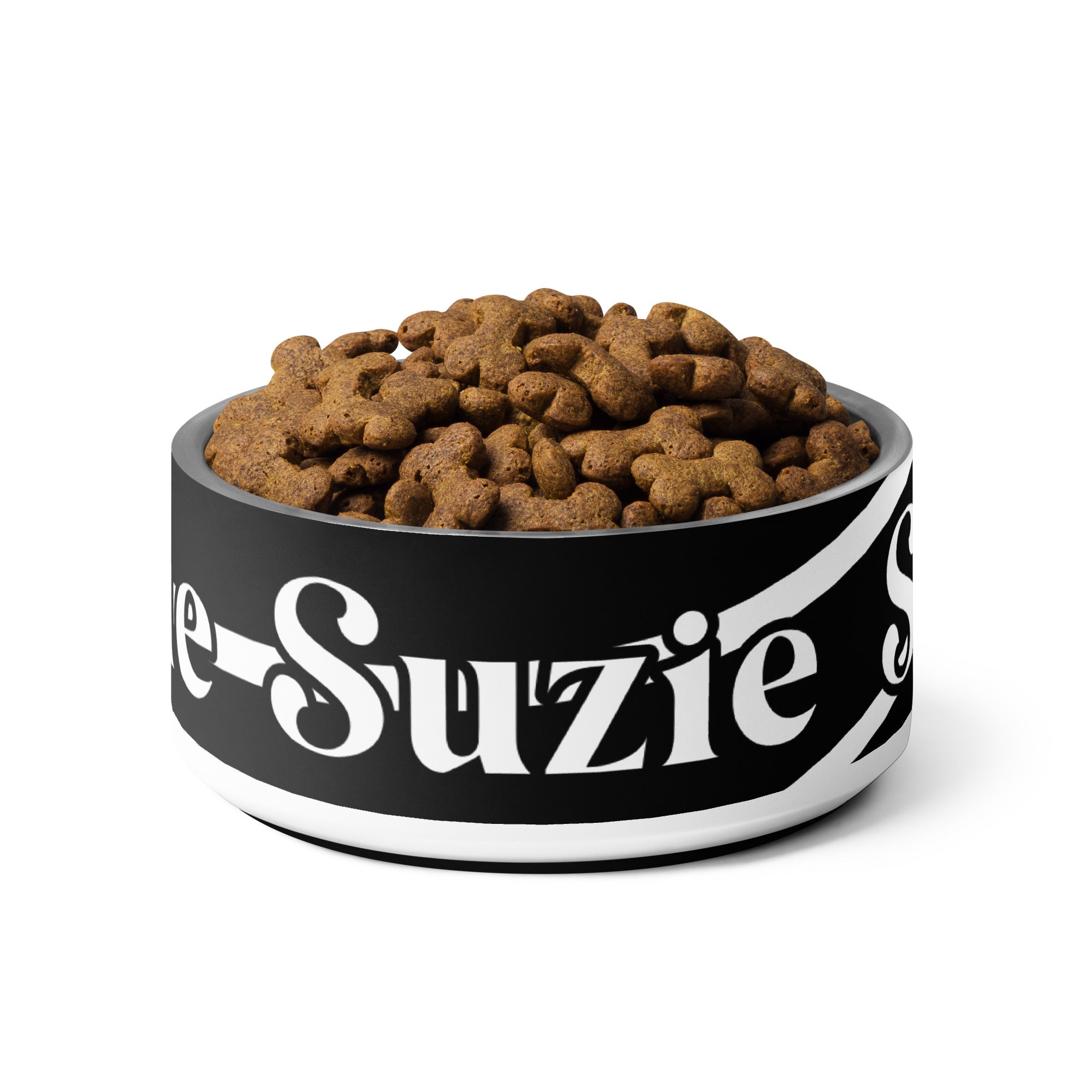 Black and White Sash Personalized Pet Bowl