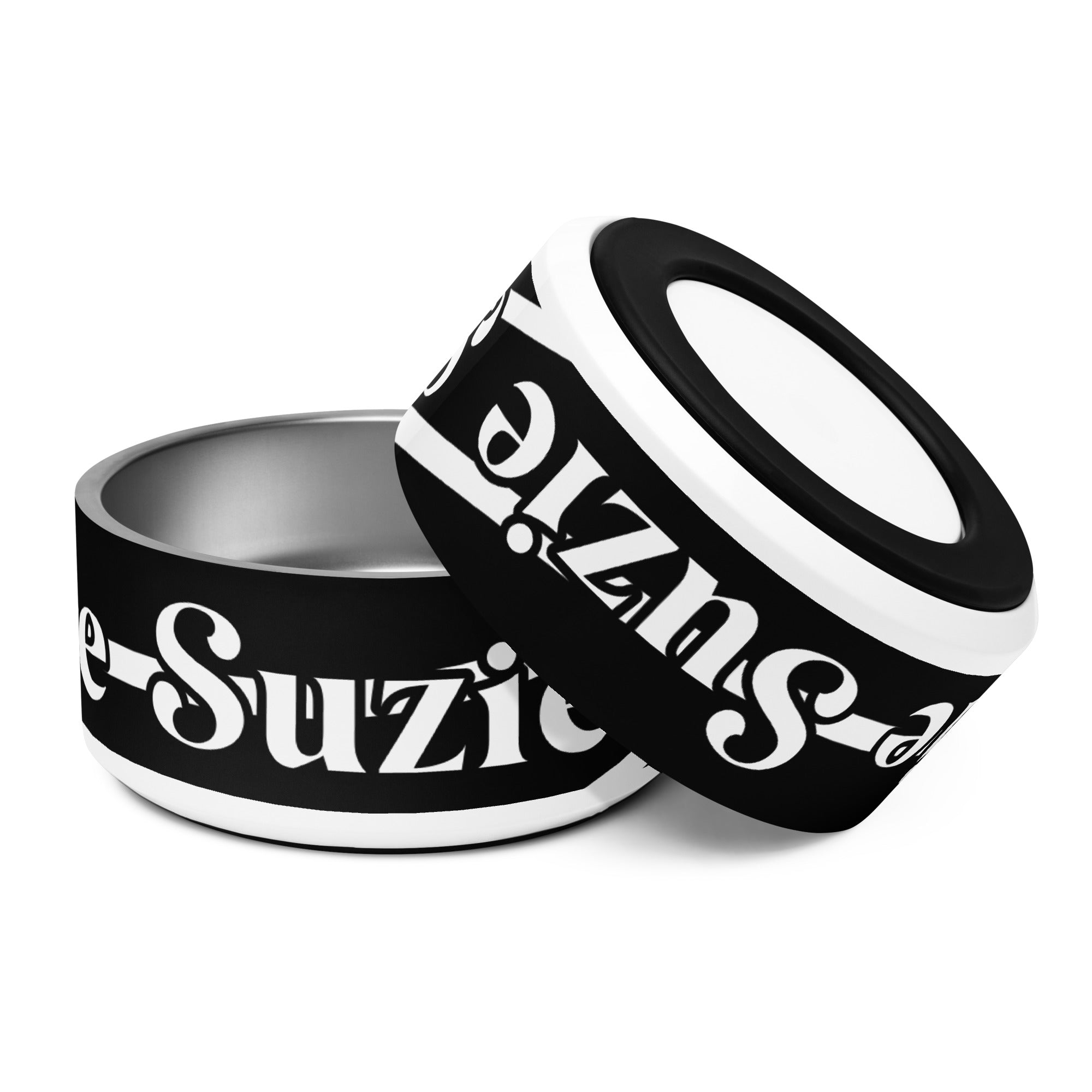 Black and White Sash Personalized Pet Bowl