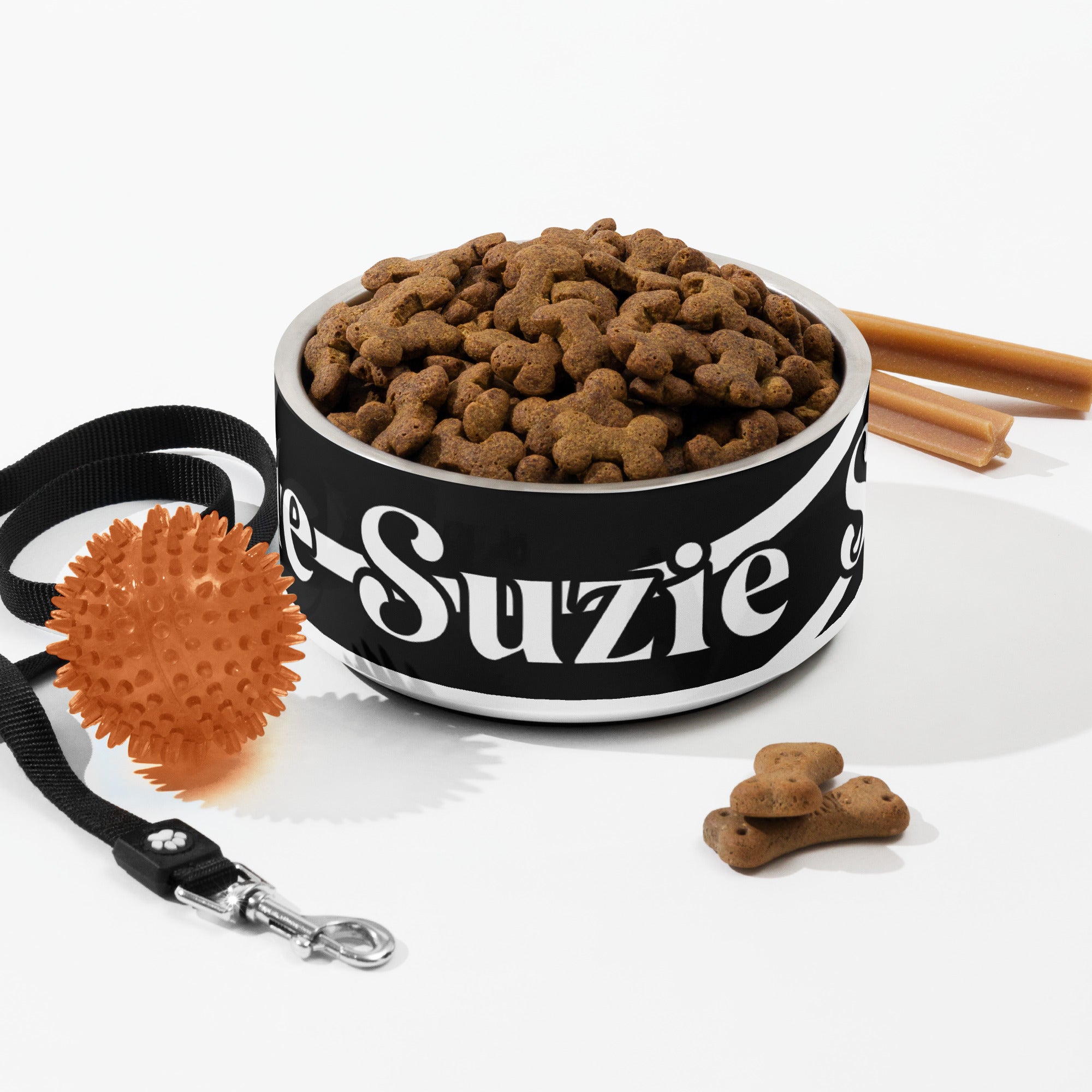 Black and White Sash Personalized Pet Bowl