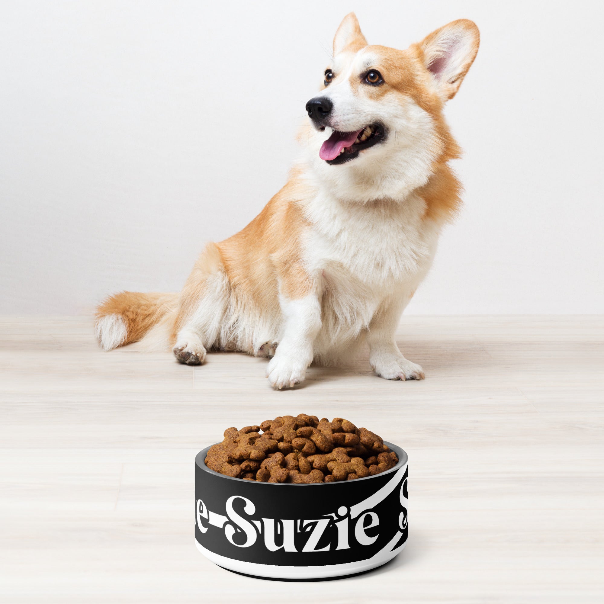 Black and White Sash Personalized Pet Bowl