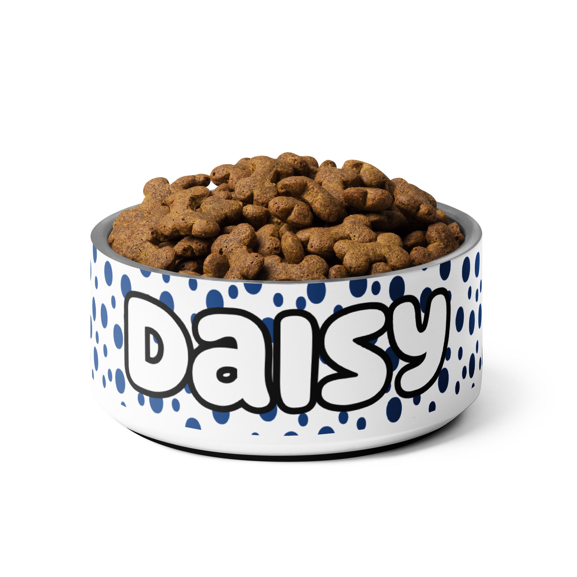 Dots Personalized Pet Bowl - Blue