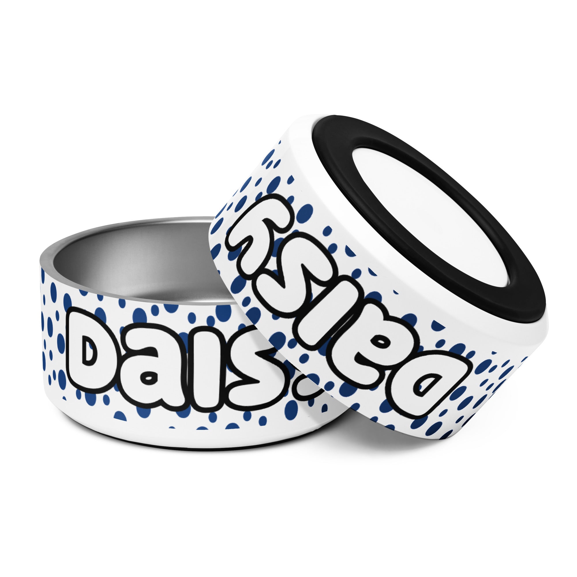 Dots Personalized Pet Bowl - Blue