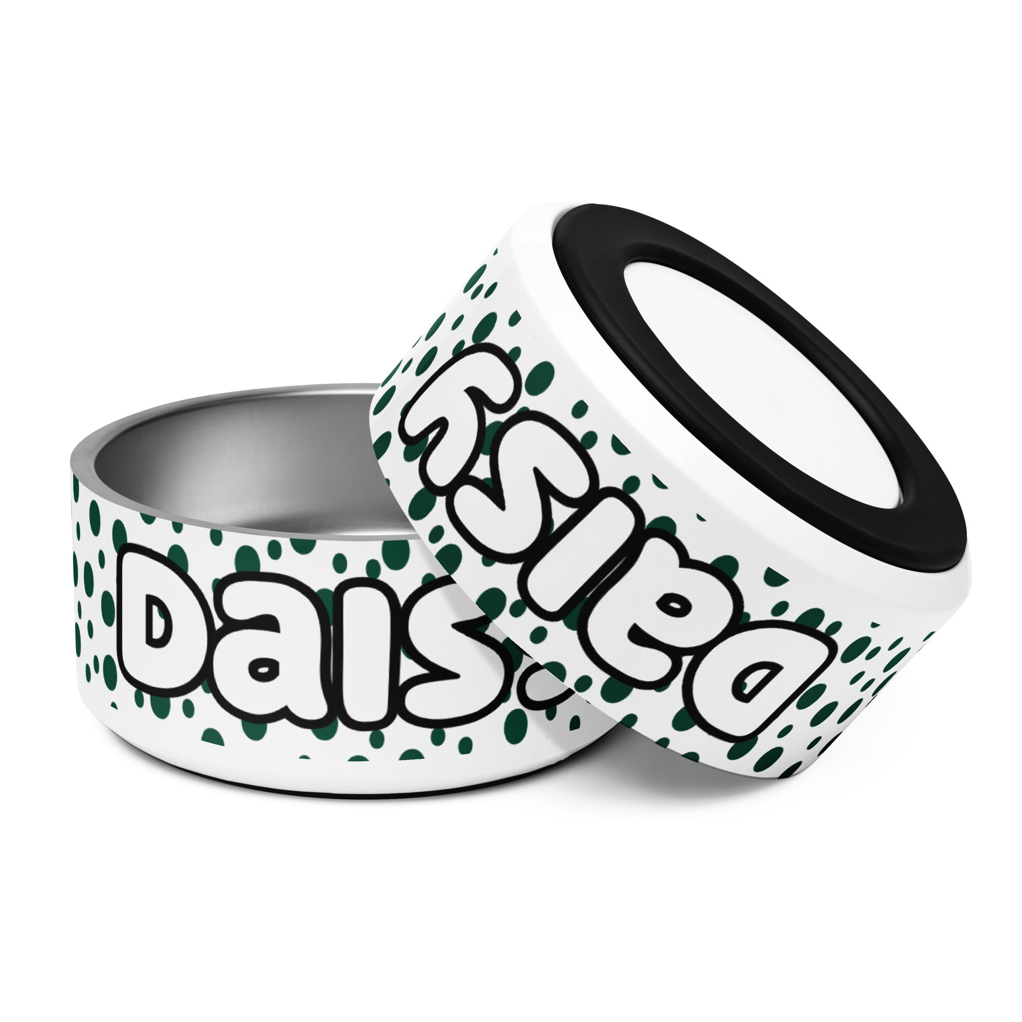 Green Dots Personalized Pet Bowl