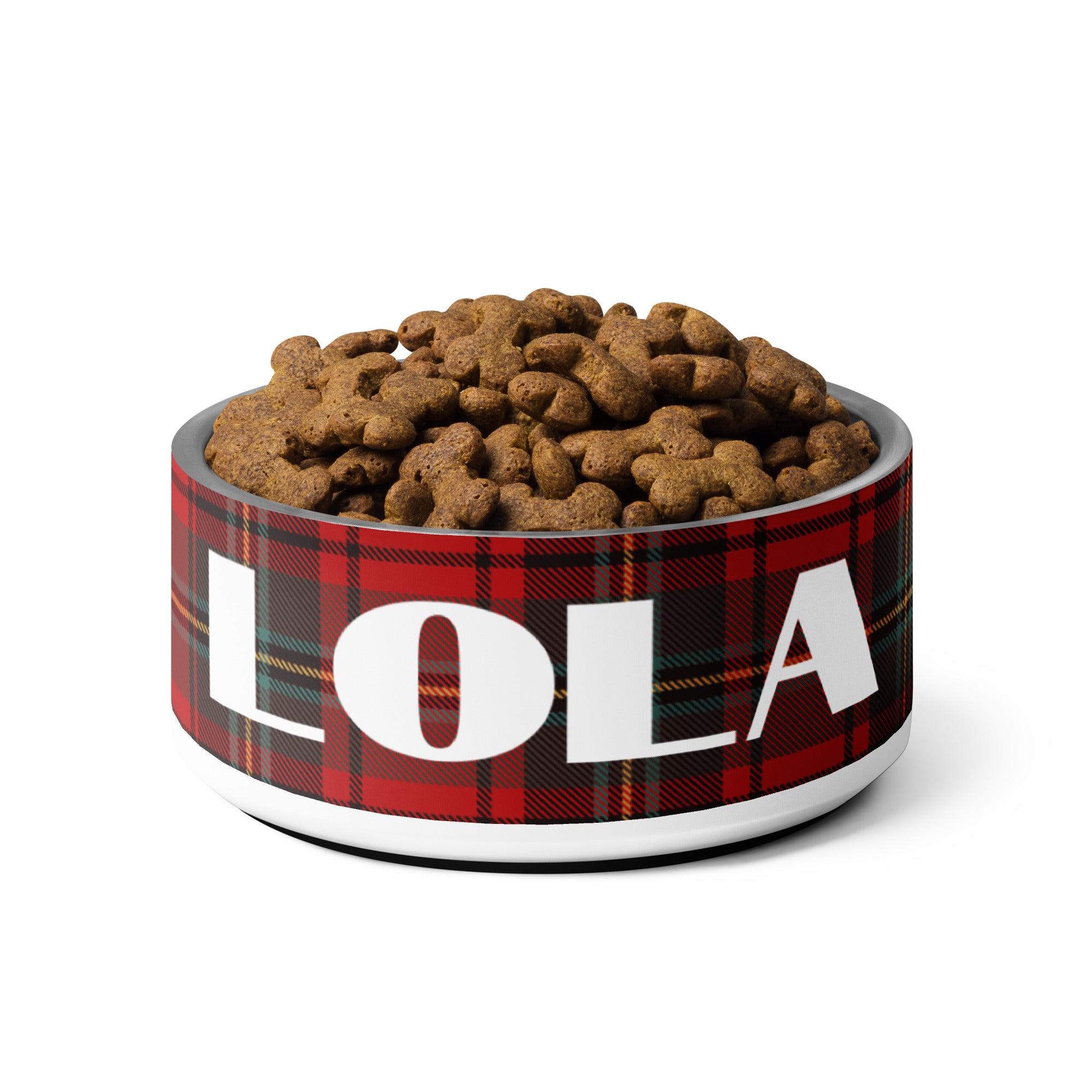 Personalized Christmas Plaid Pet bowl