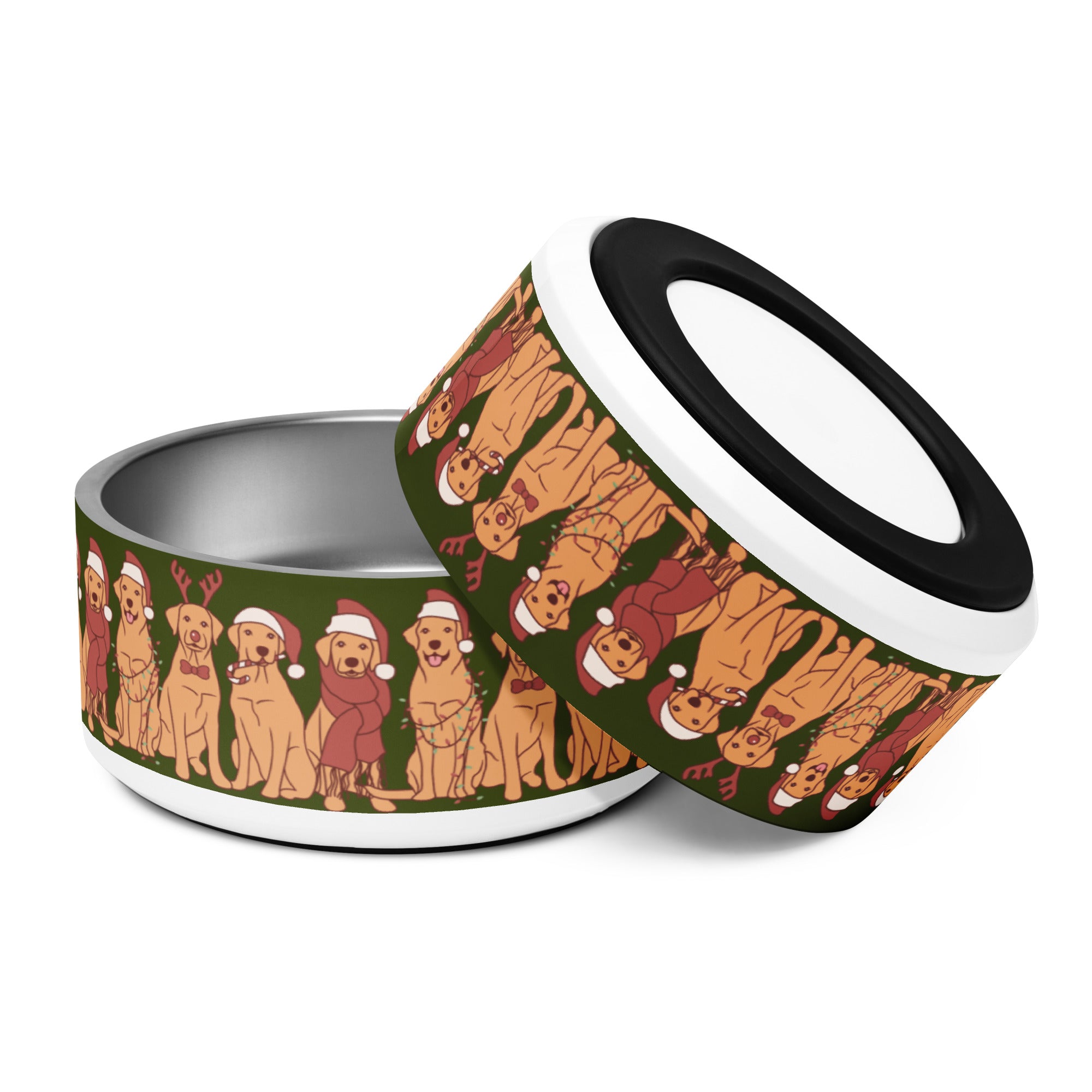 Christmas Doggos with Hats and Scarves Pet bowl