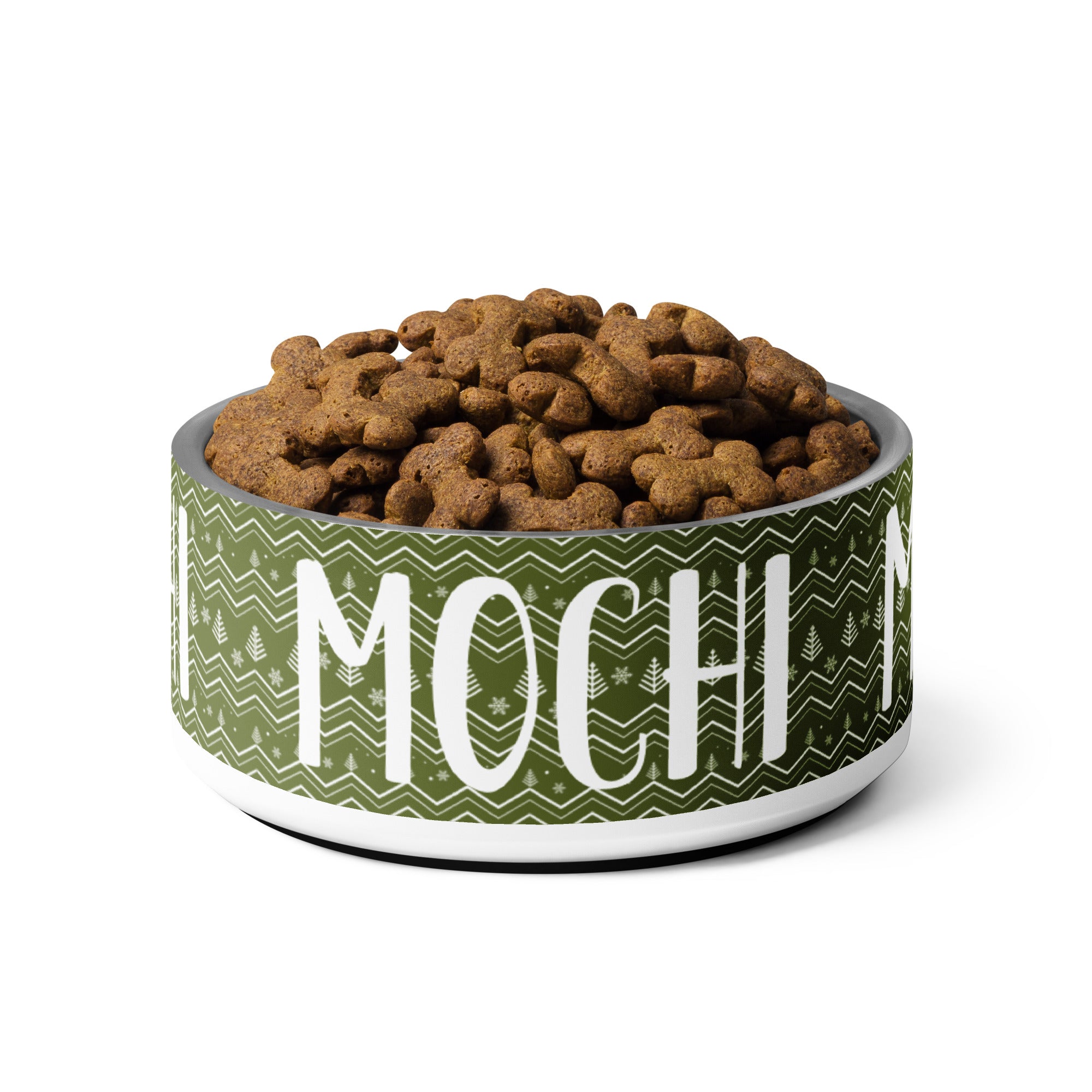 Festive Christmas Pines Trees Green Personalized Pet bowl