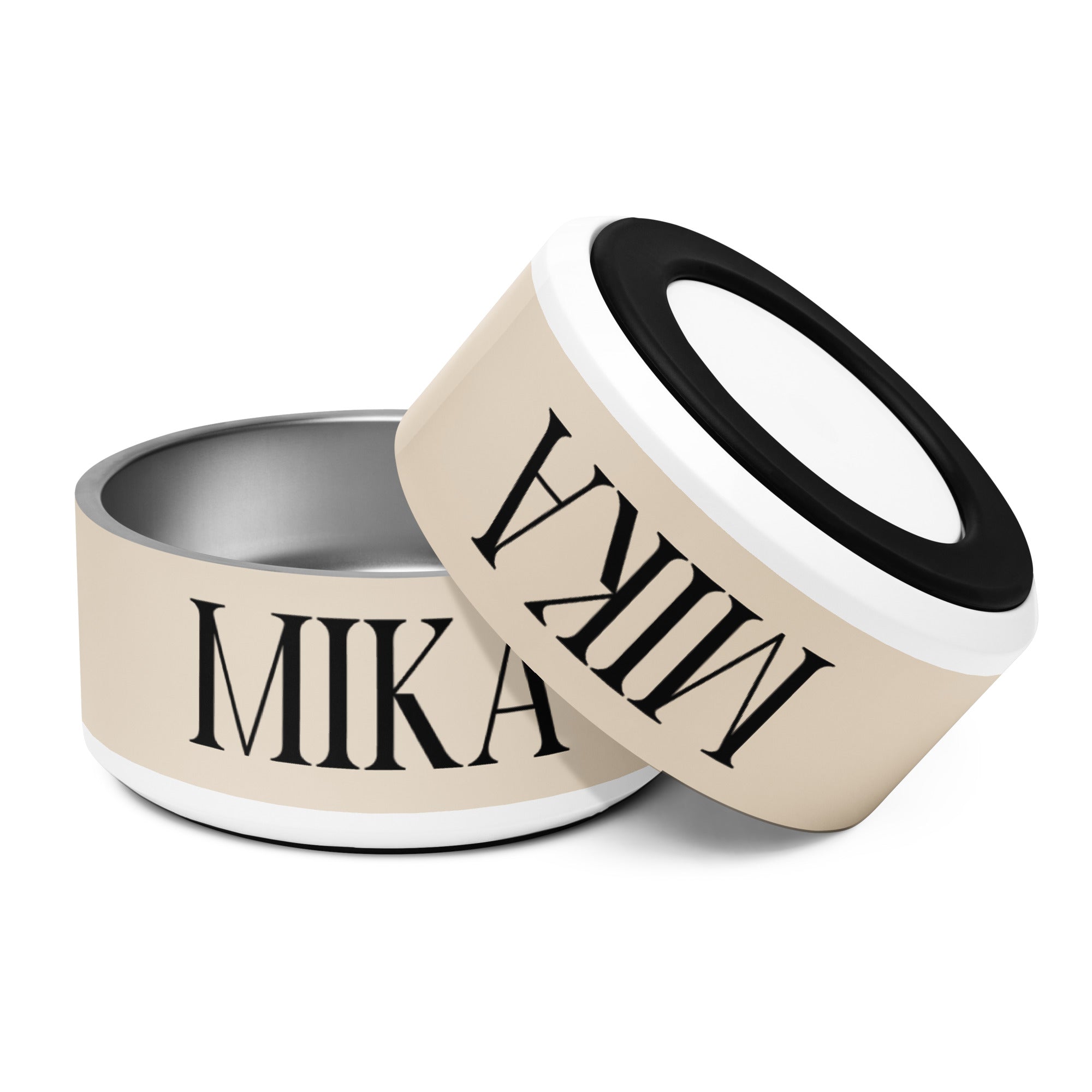 Minimalist Neutral Colors Personalized Pet bowl