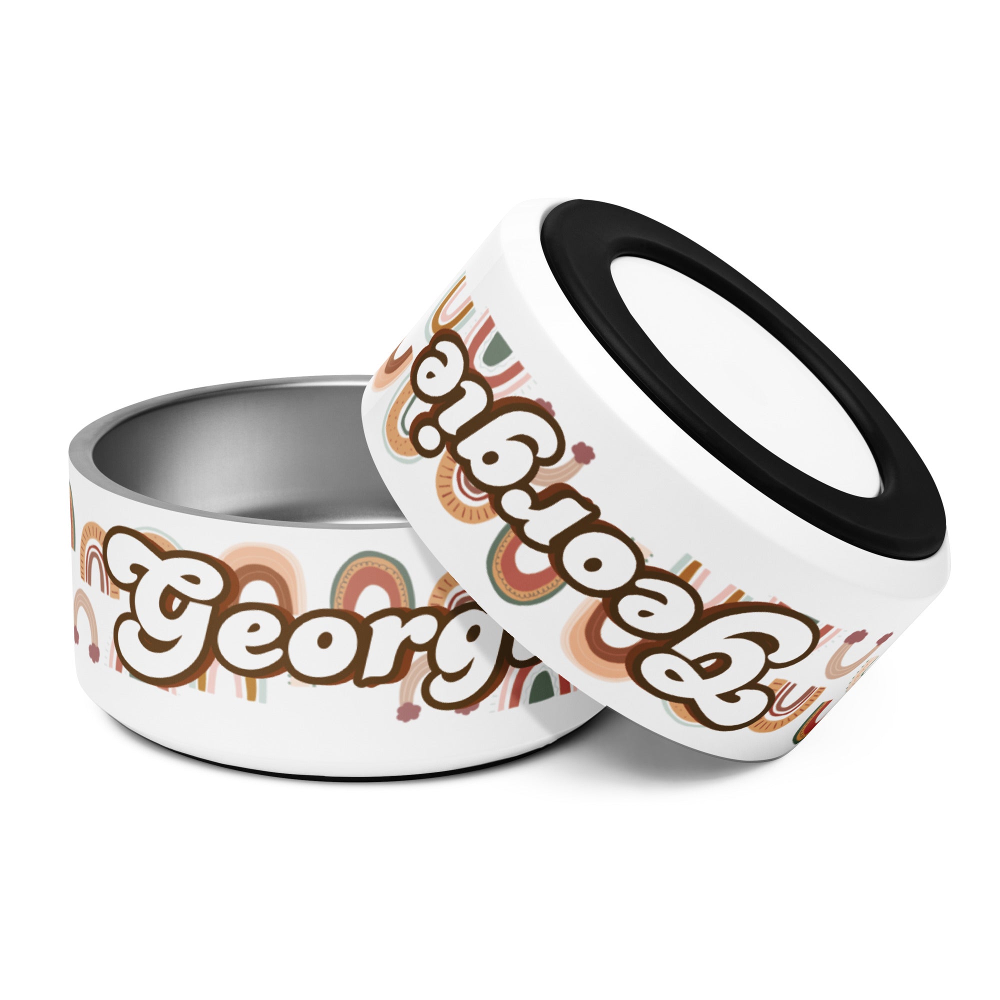 Boho Retro Rainbows Pet bowl