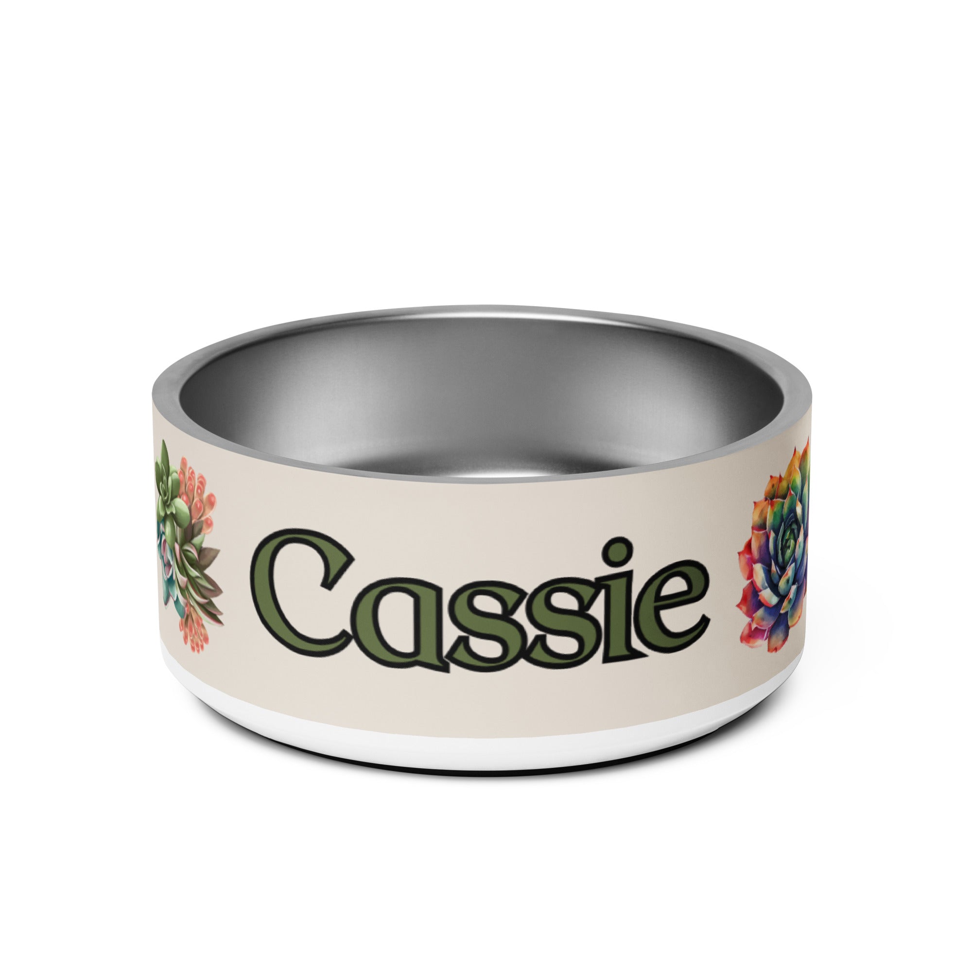 Beautiful Succulents Pet bowl, Add Your Pet's Name!