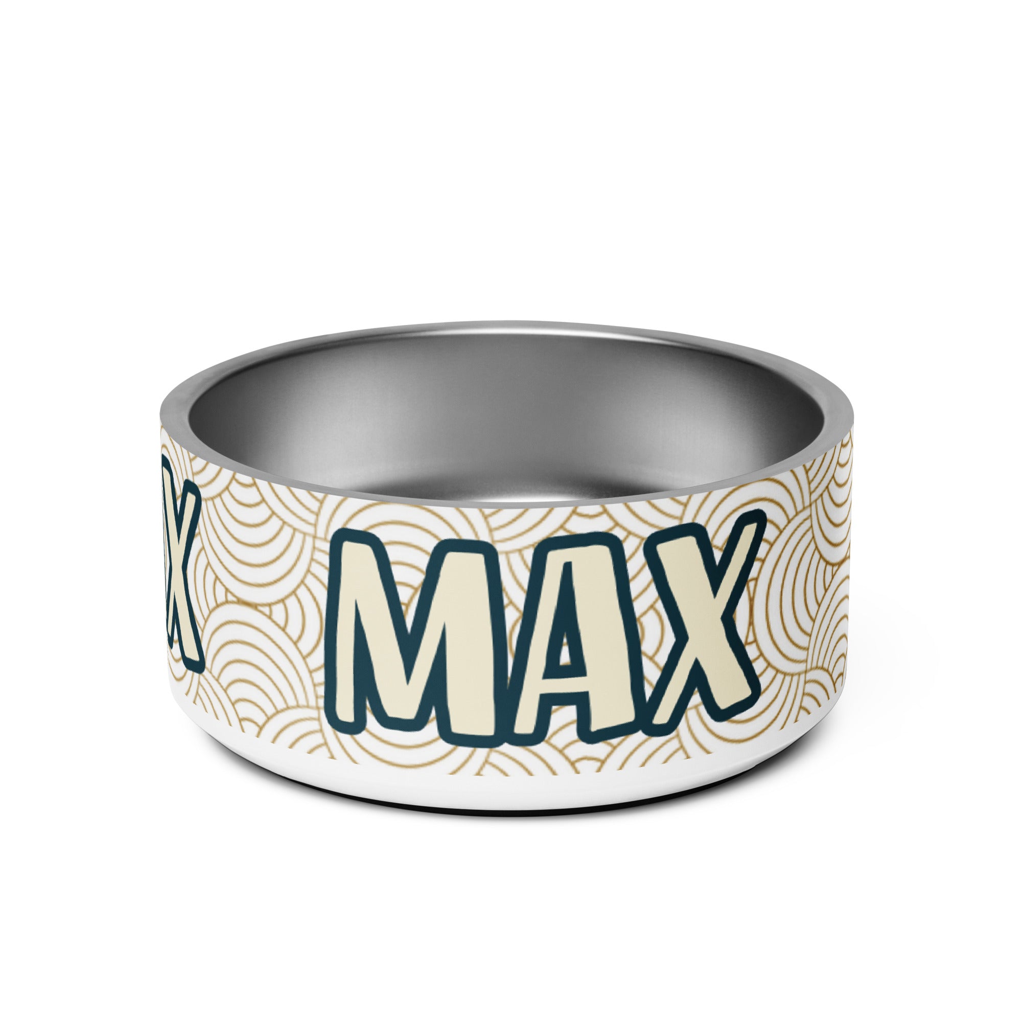 Minimalist Design Personalized Pet Bowl for Max! Add your pet's name.