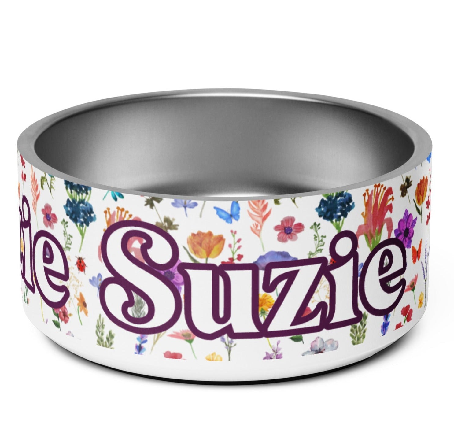 Spring Flowers Personalized Pet Bowl