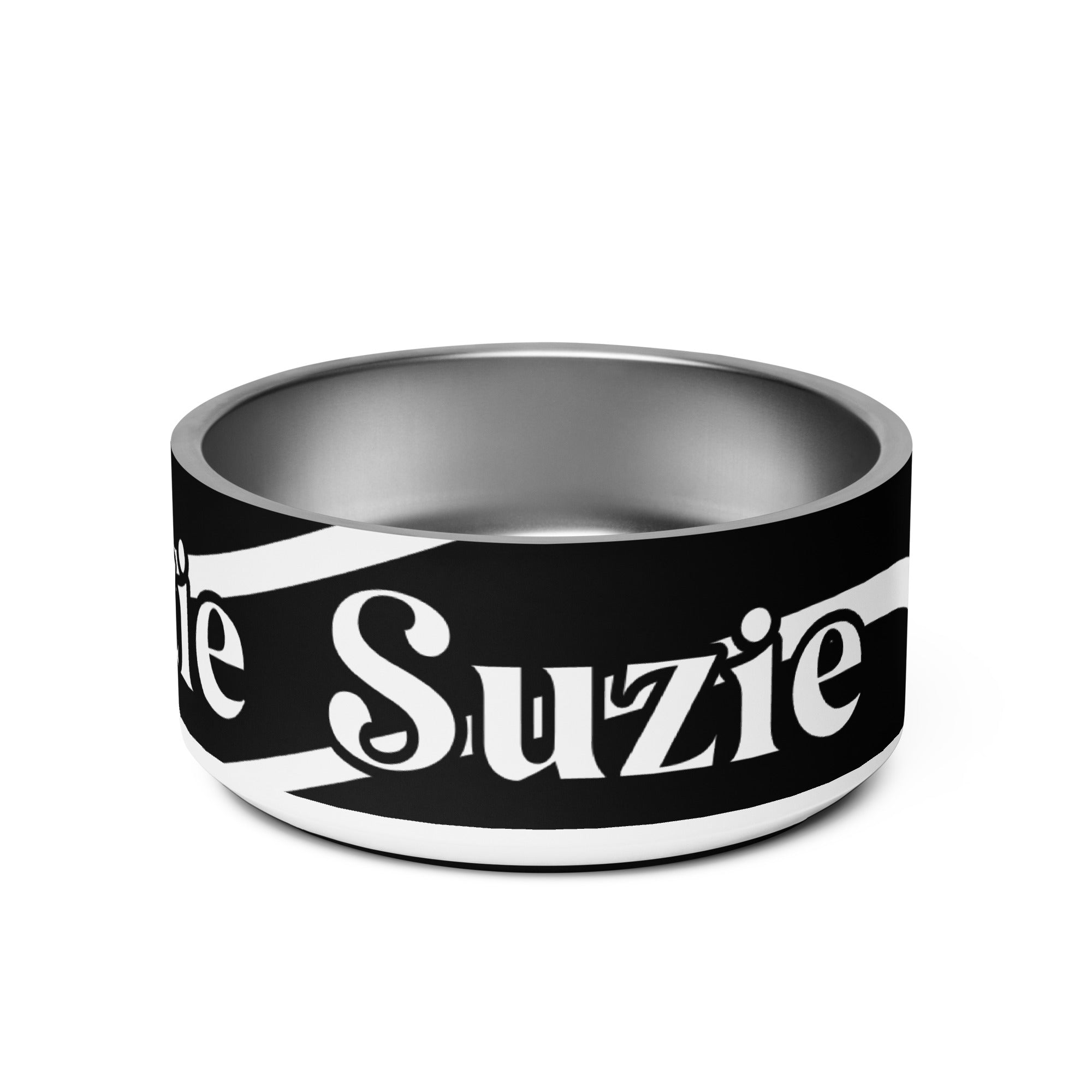 Black and White Sash Personalized Pet Bowl