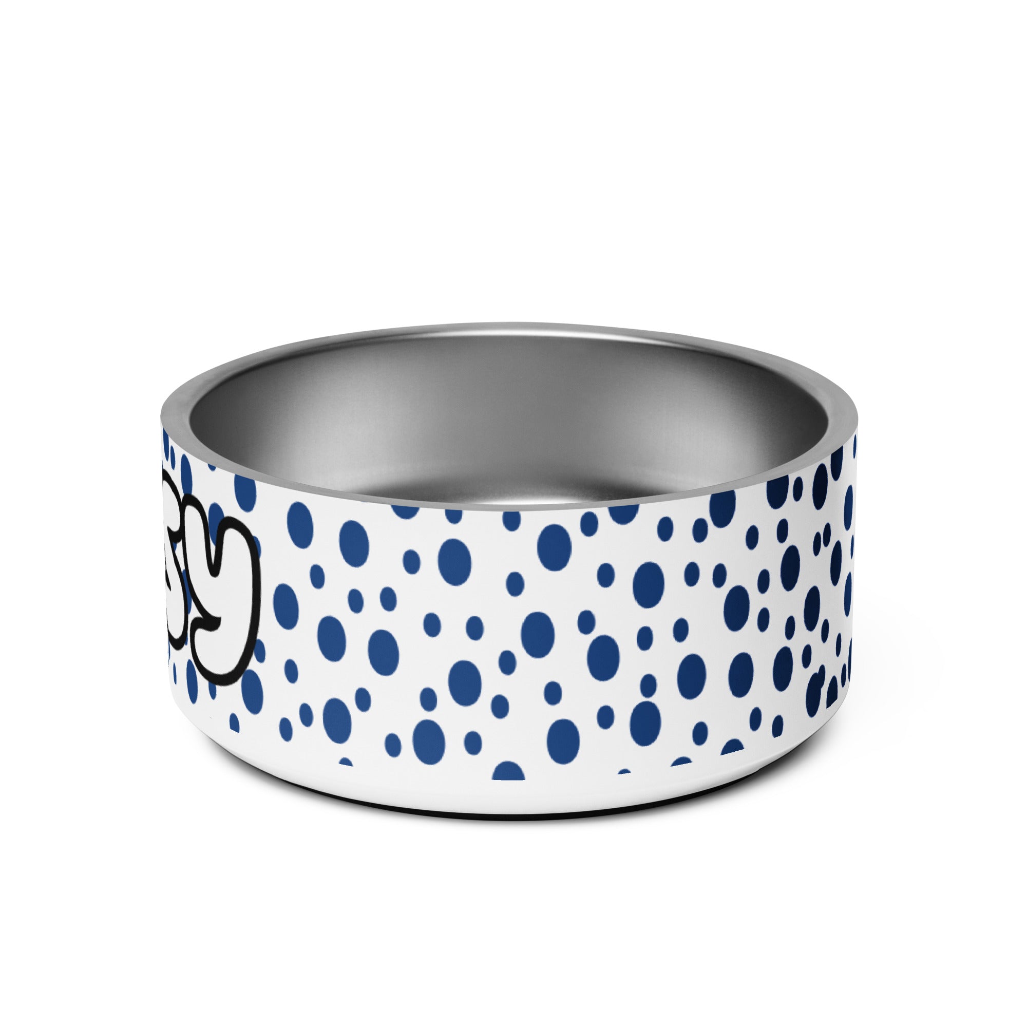 Dots Personalized Pet Bowl - Blue