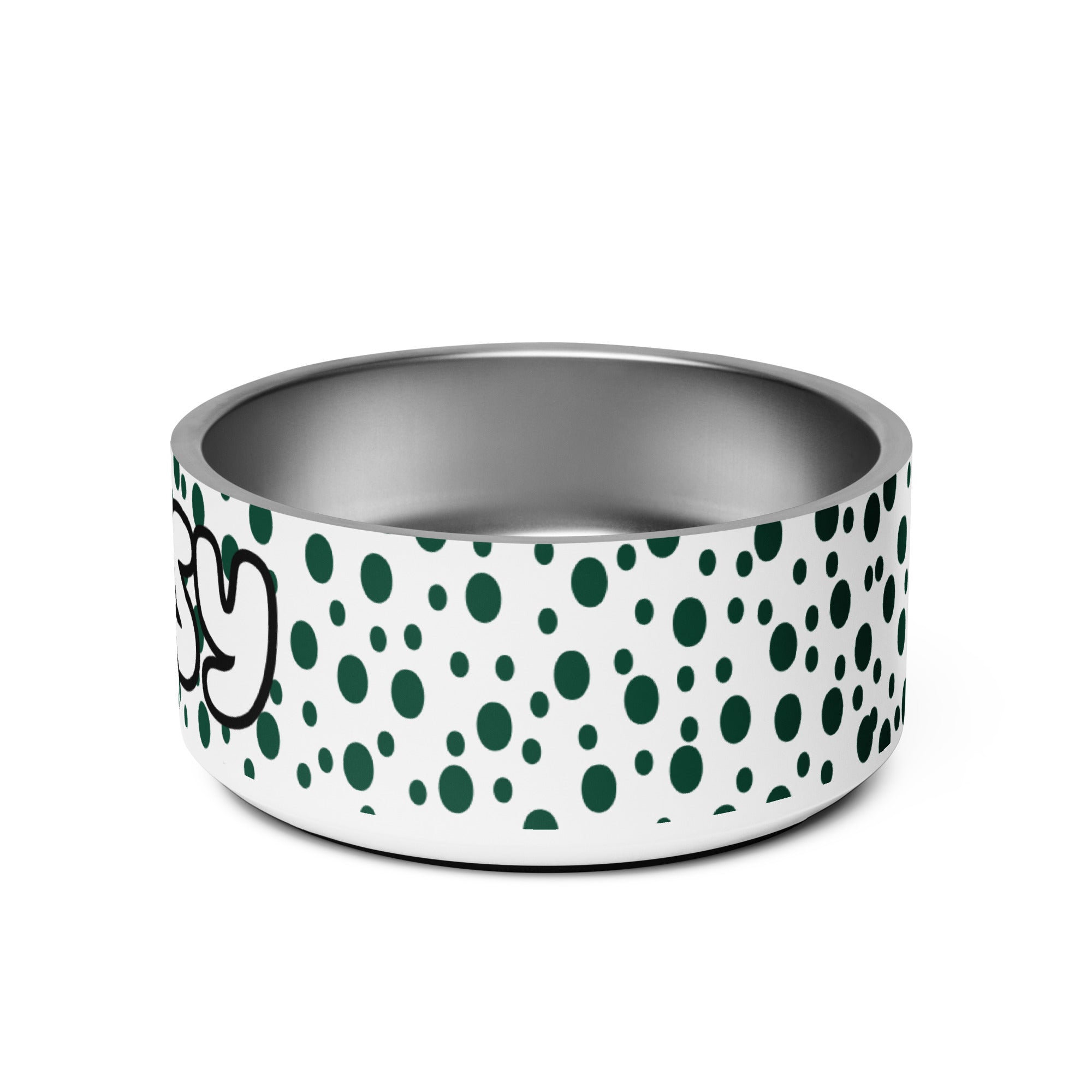 Green Dots Personalized Pet Bowl