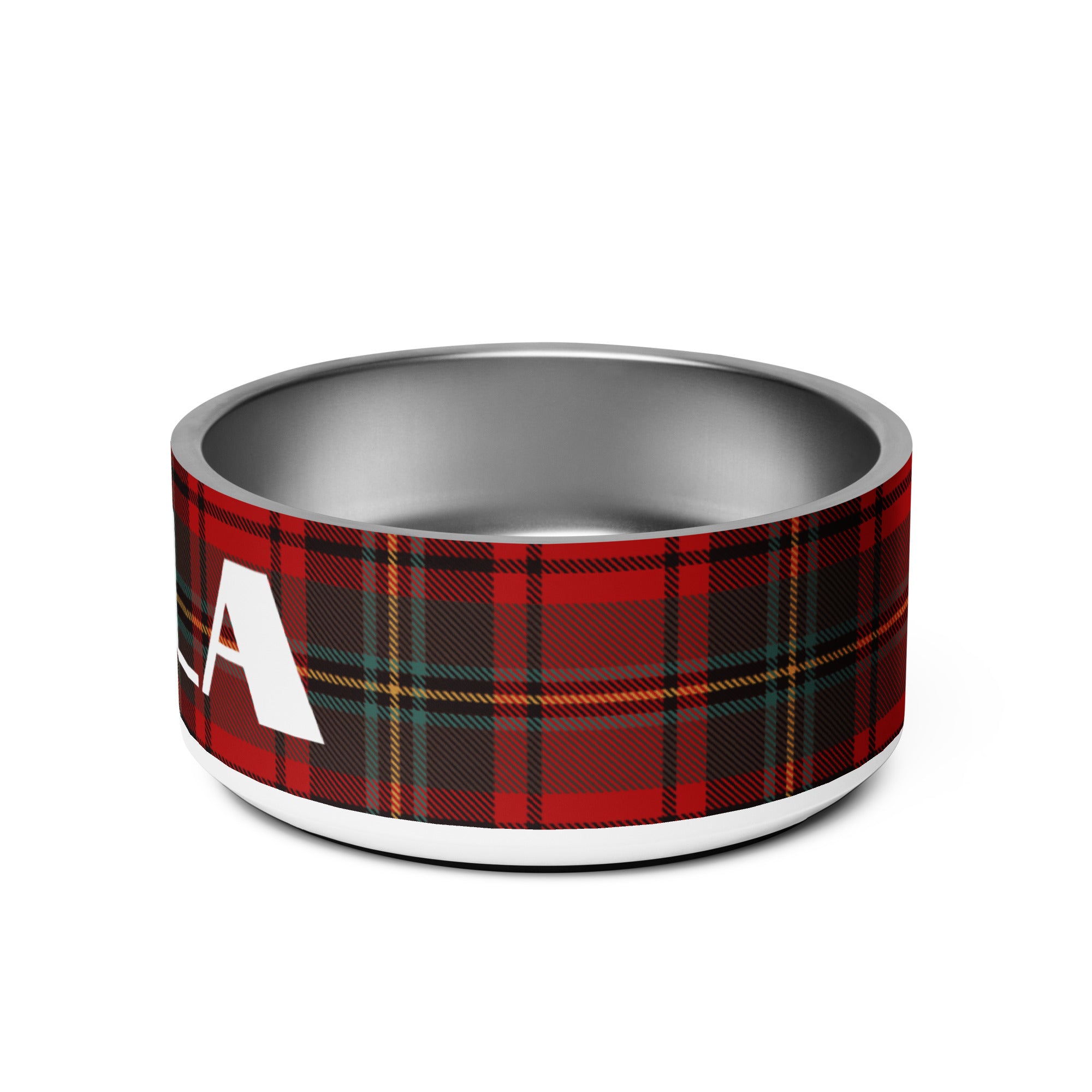 Personalized Christmas Plaid Pet bowl