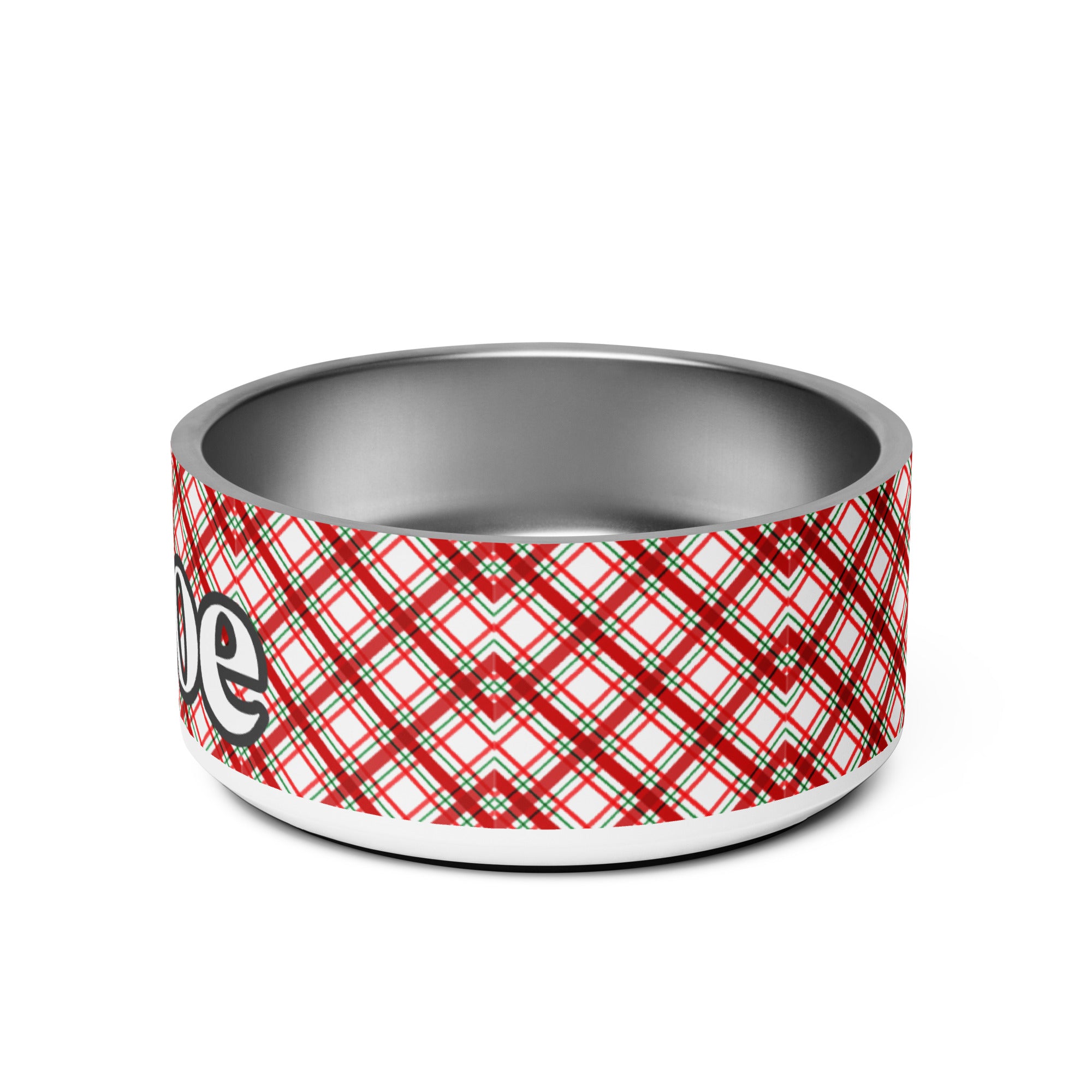 Christmas Plaid Pet bowl, Personalization Optional