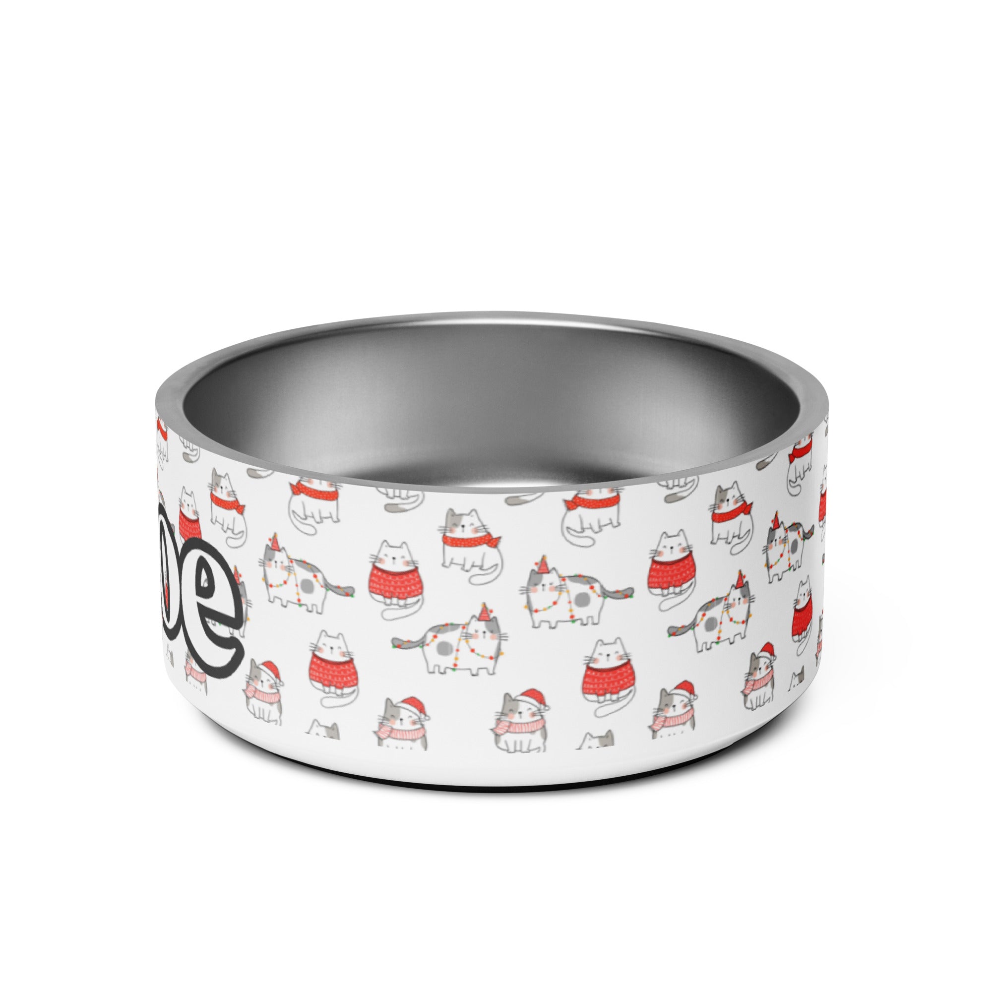 Christmas Holiday Cats in Scarves Personalized Pet bowl