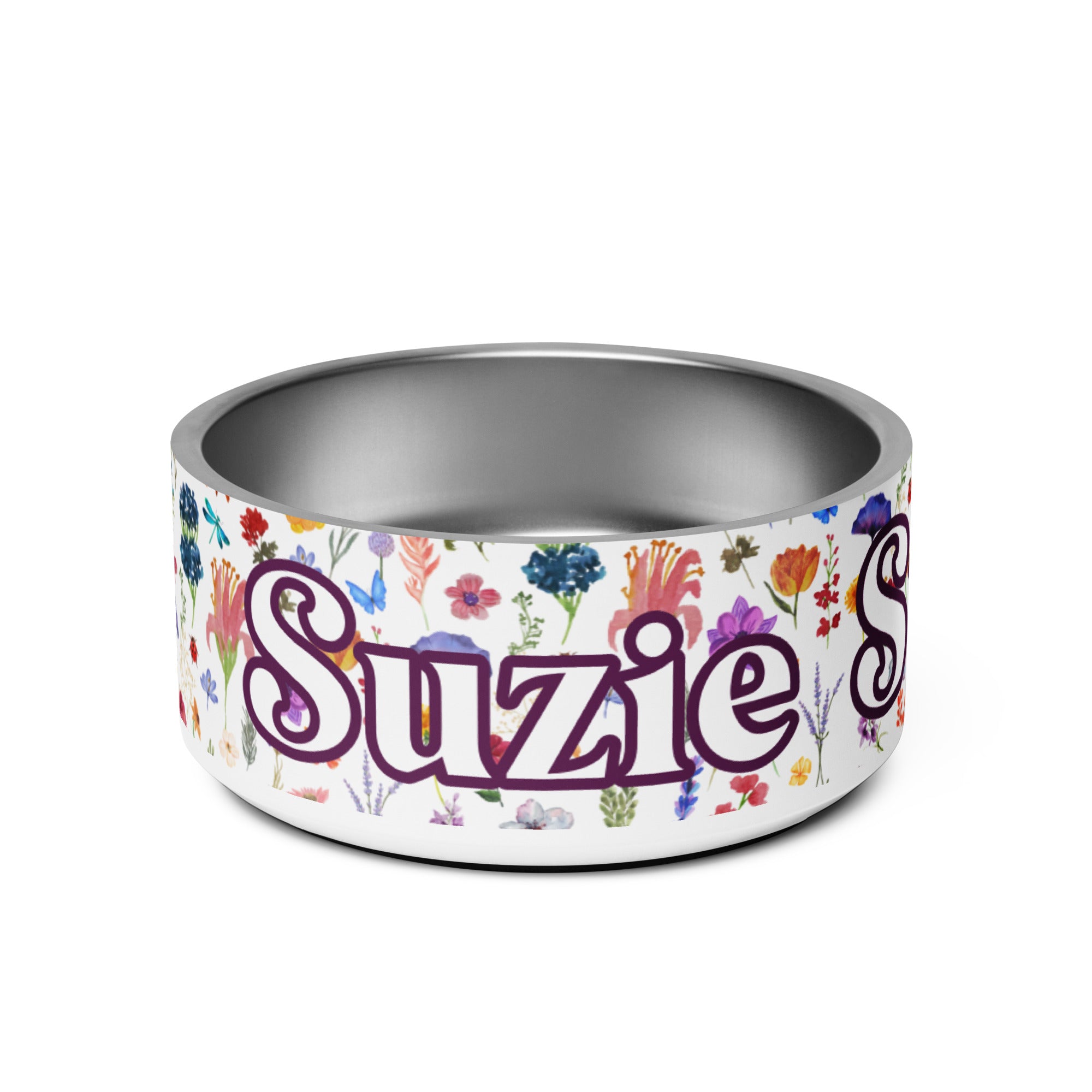 Spring Flowers Personalized Pet Bowl