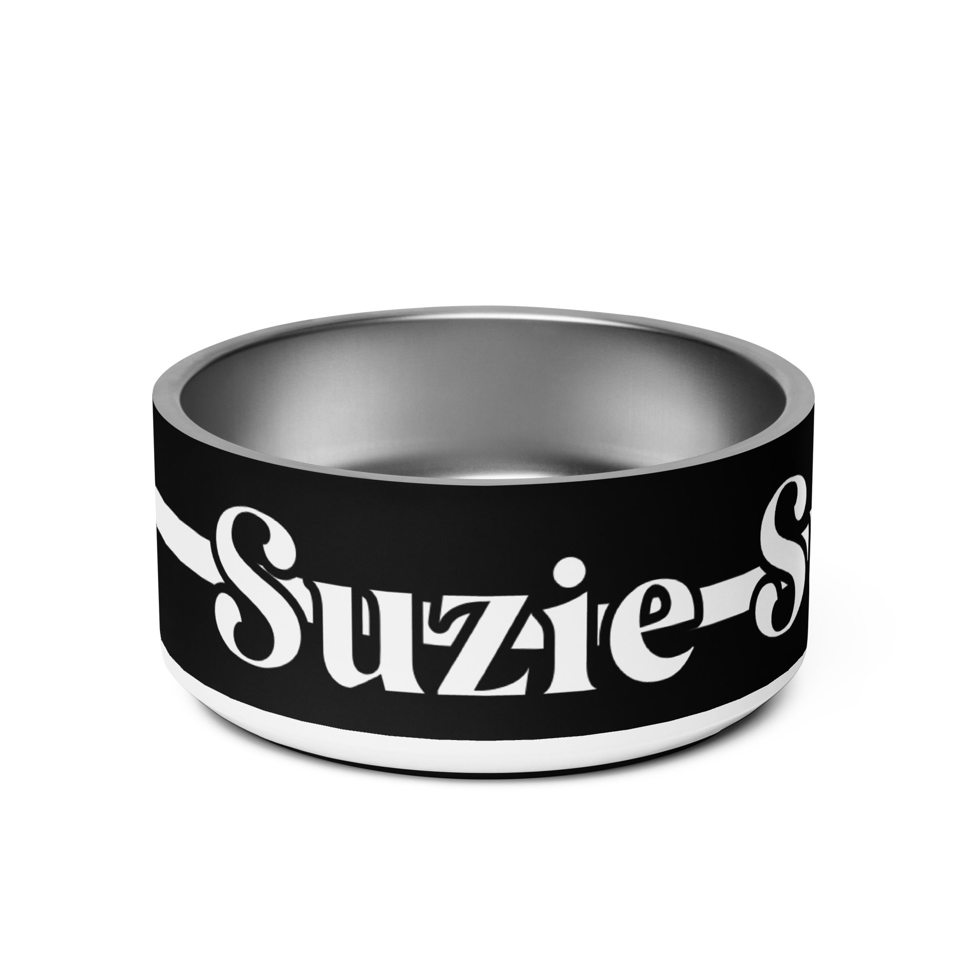 Black and White Sash Personalized Pet Bowl