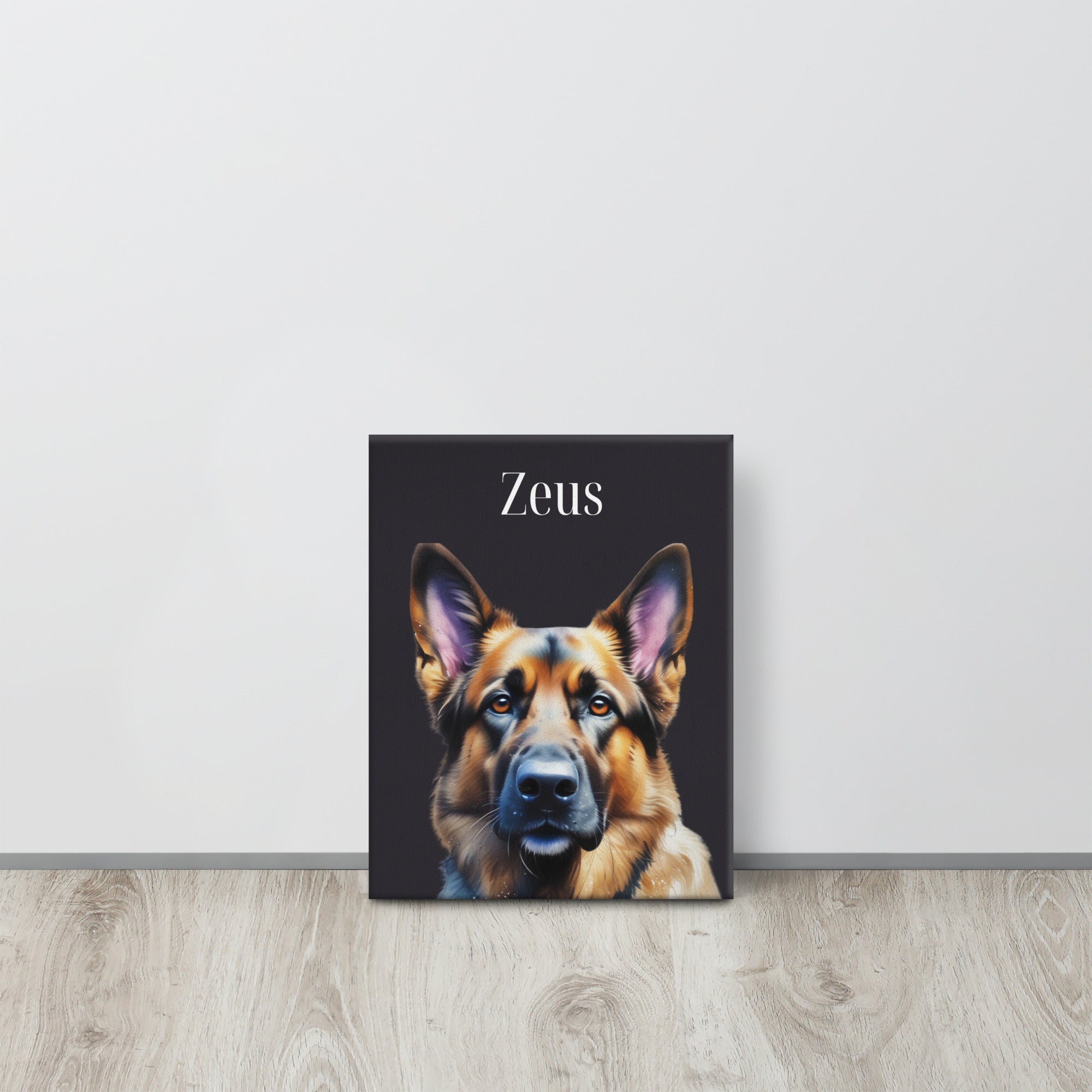 German Shepherd Watercolor Portrait on Thin Canvas, Pet Portrait Wall Art