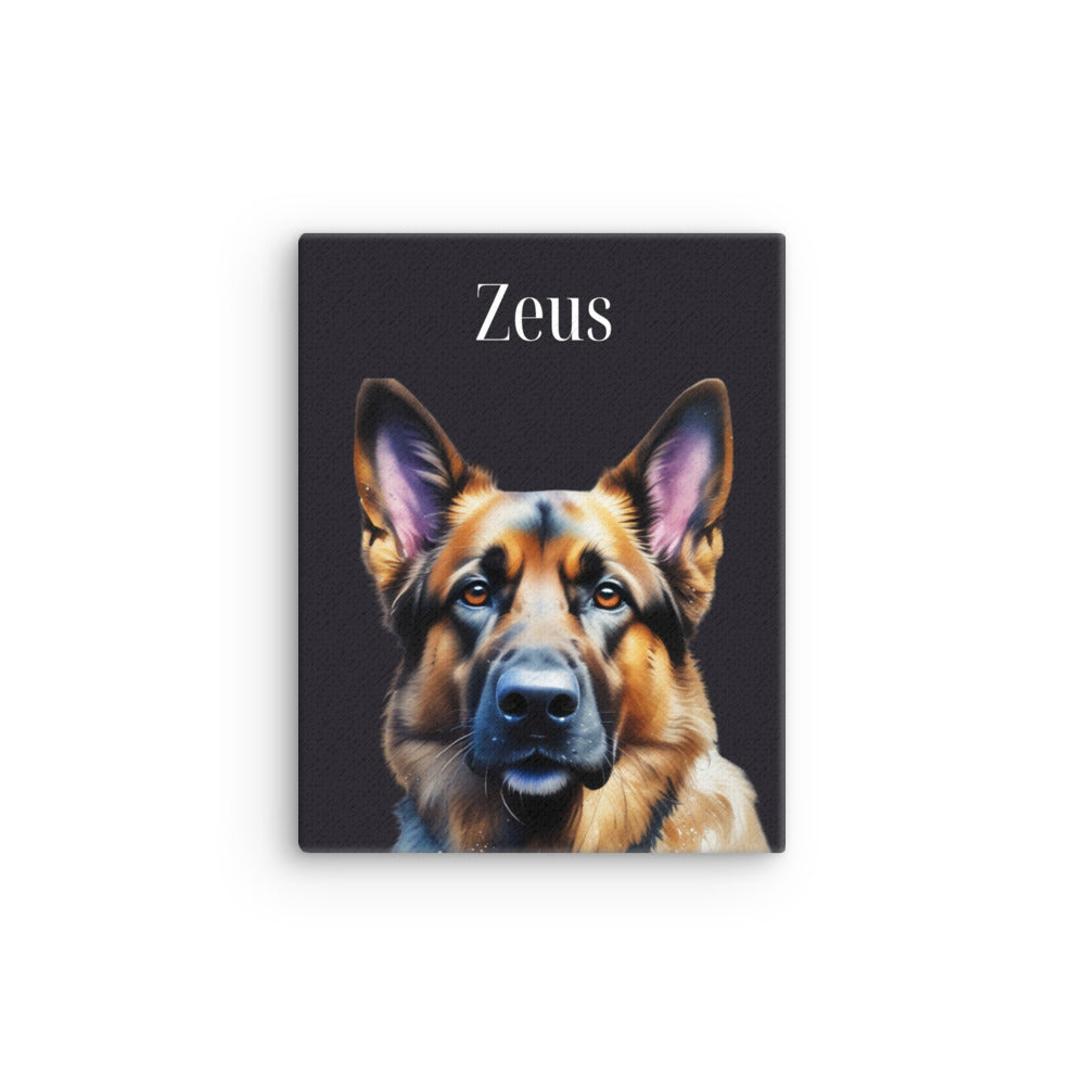 Custom German Shepherd Personalized Watercolor Portrait on Thin Canvas