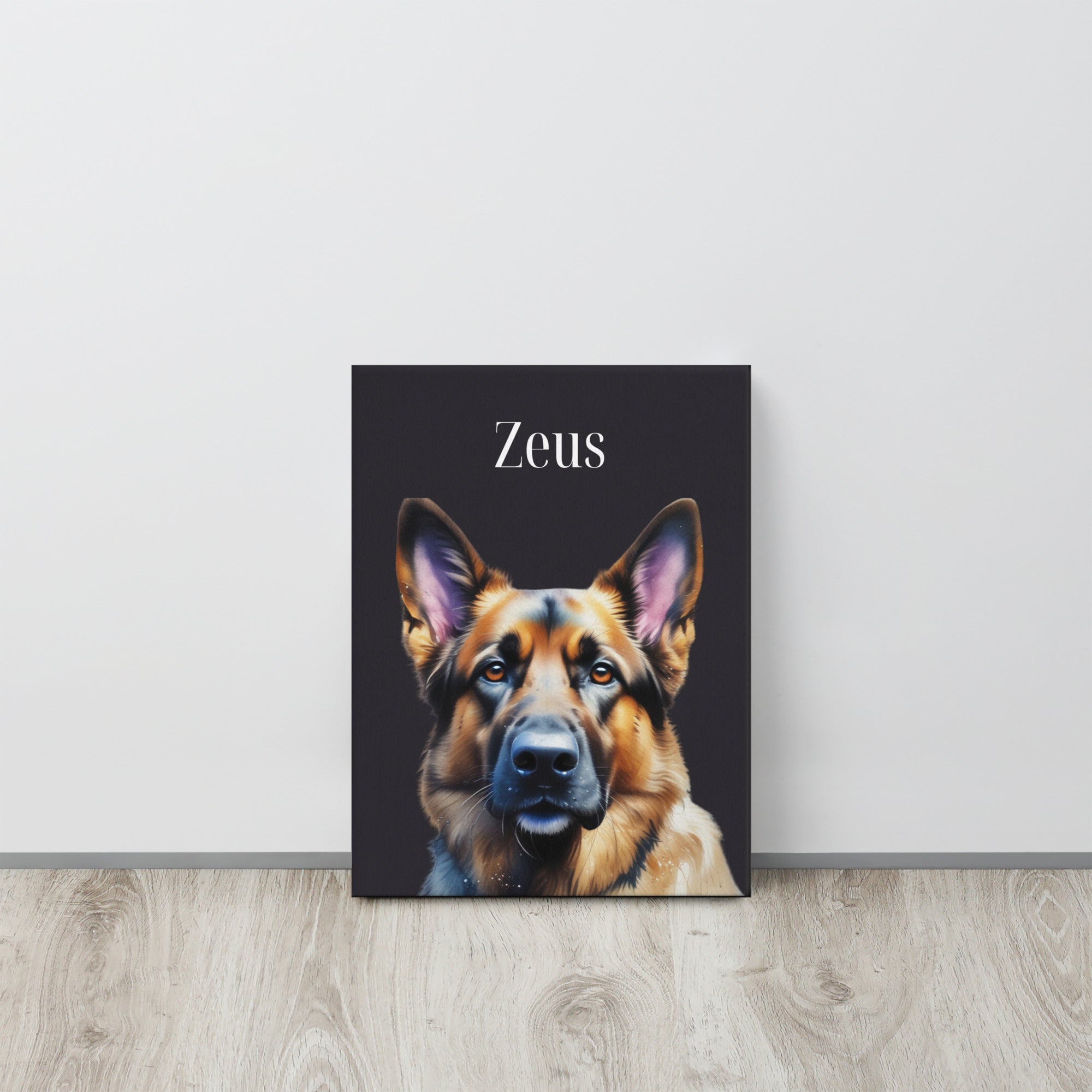 German Shepherd Watercolor Portrait on Thin Canvas, Pet Portrait Wall Art