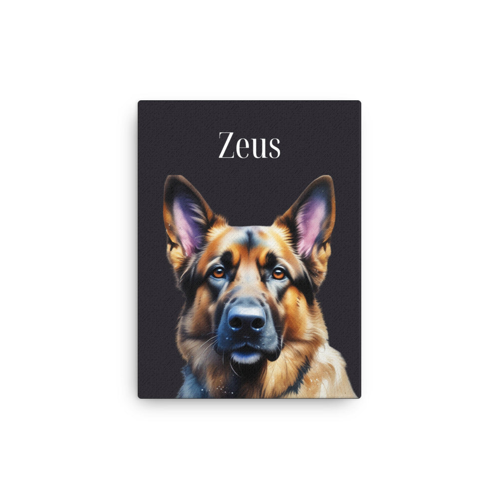 Custom German Shepherd Personalized Watercolor Portrait on Thin Canvas