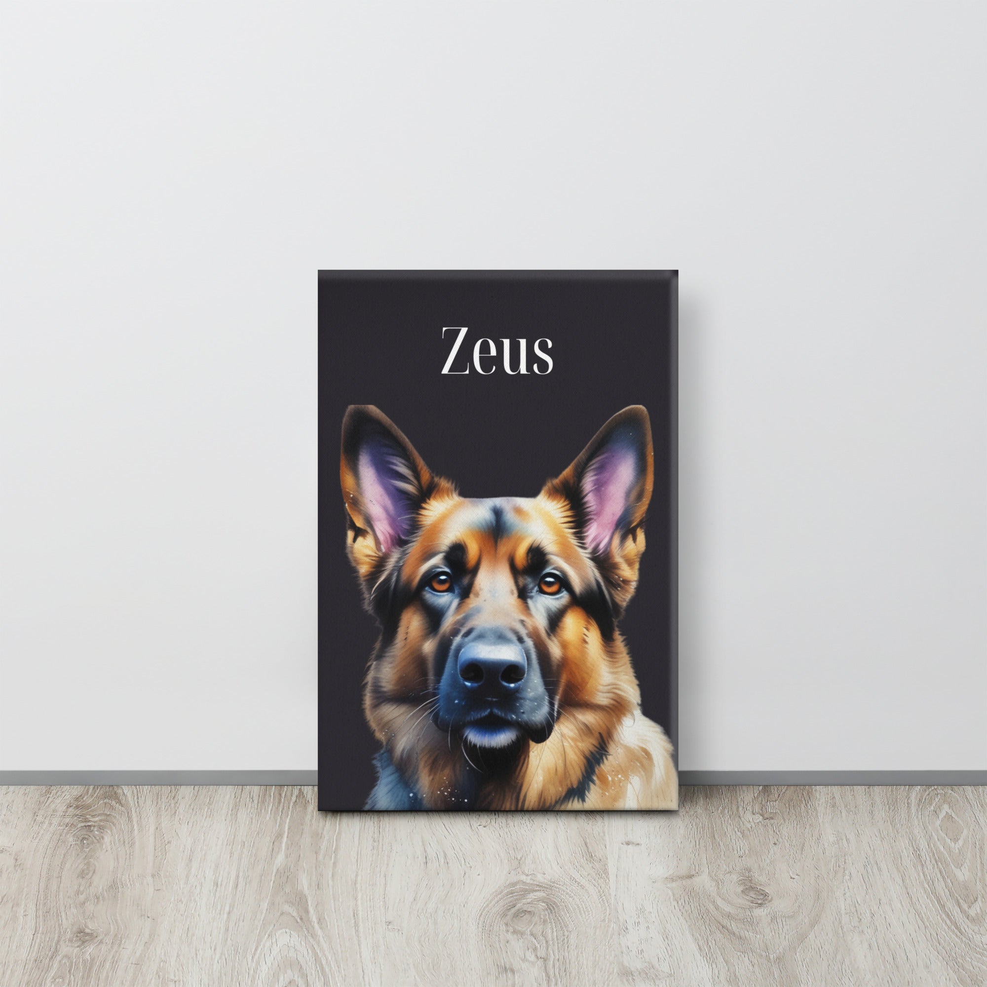 German Shepherd Watercolor Portrait on Thin Canvas, Pet Portrait Wall Art