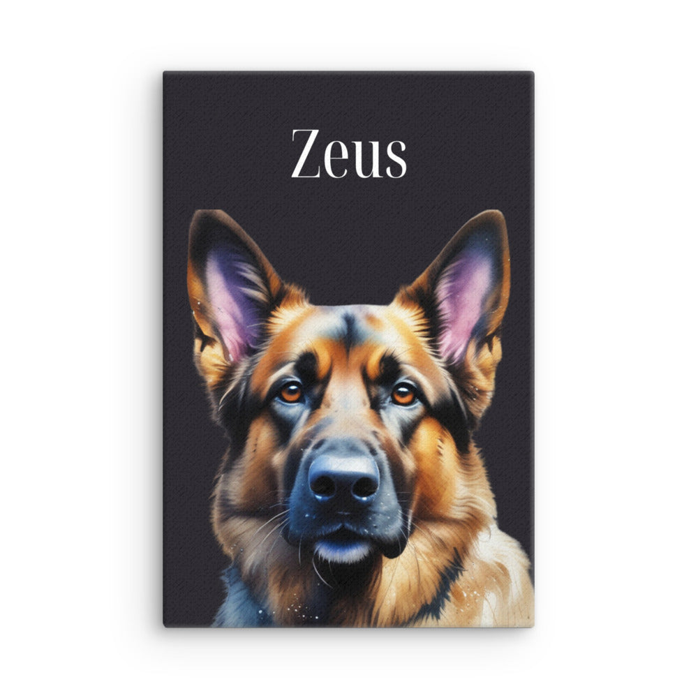 Custom German Shepherd Personalized Watercolor Portrait on Thin Canvas