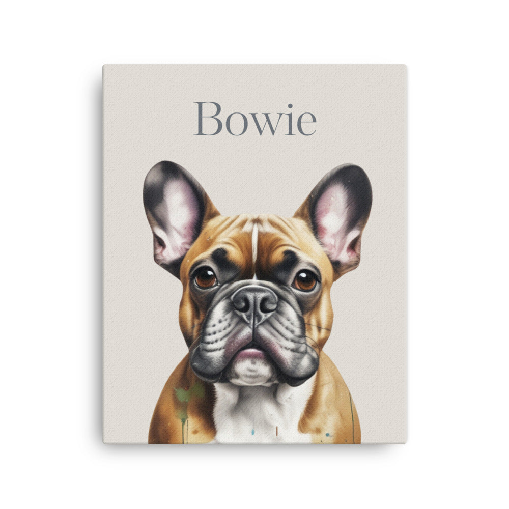 Frenchie French Bulldog Custom Personalized Watercolor Portrait on a Thin Canvas