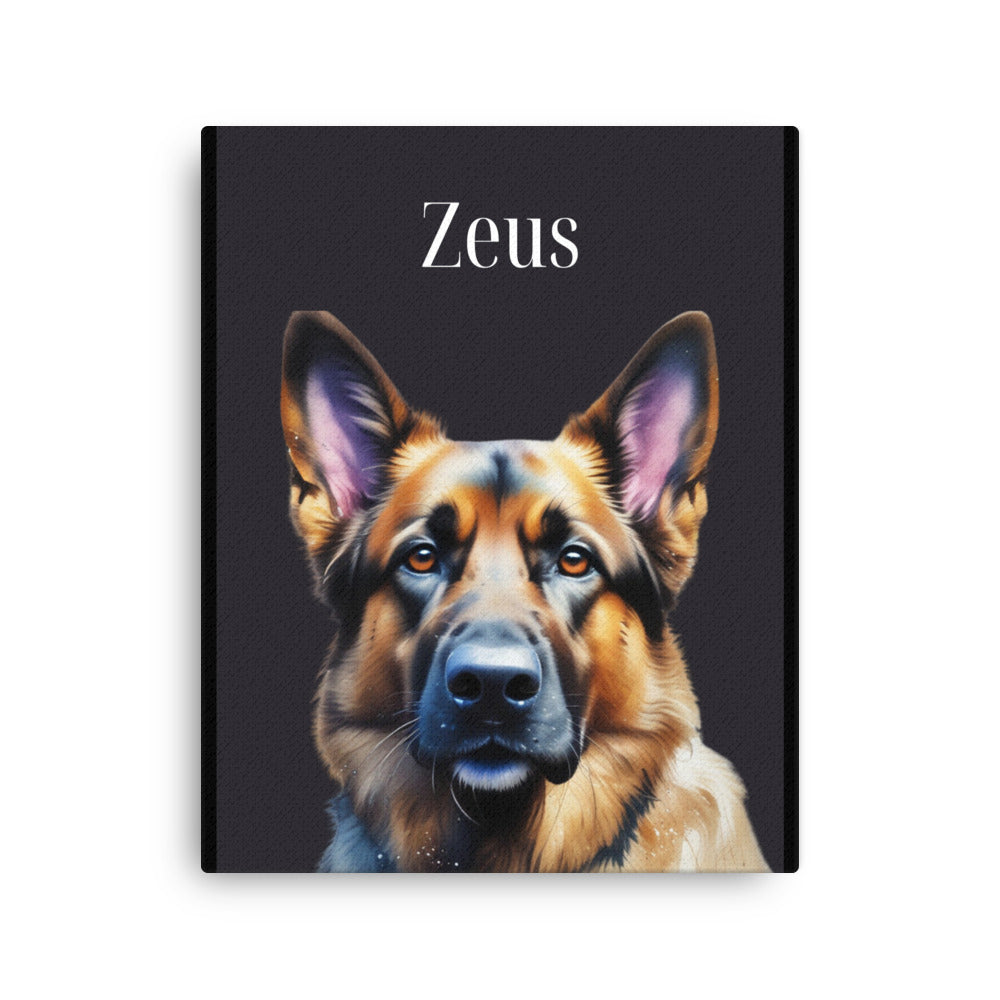 Custom German Shepherd Personalized Watercolor Portrait on Thin Canvas