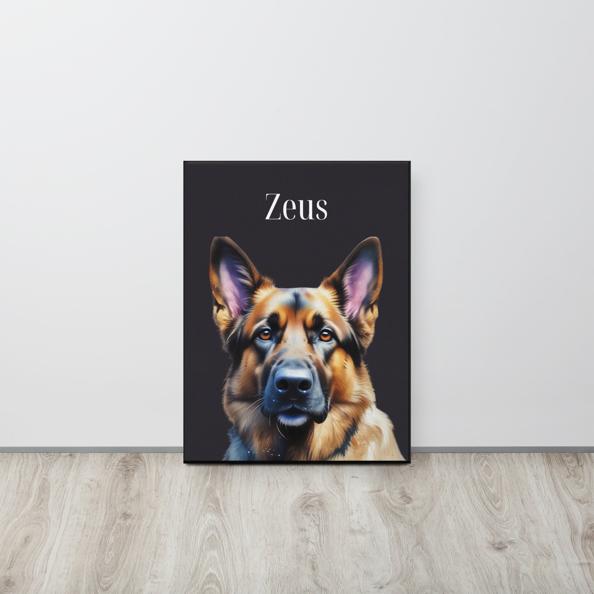 German Shepherd Watercolor Portrait on Thin Canvas, Pet Portrait Wall Art