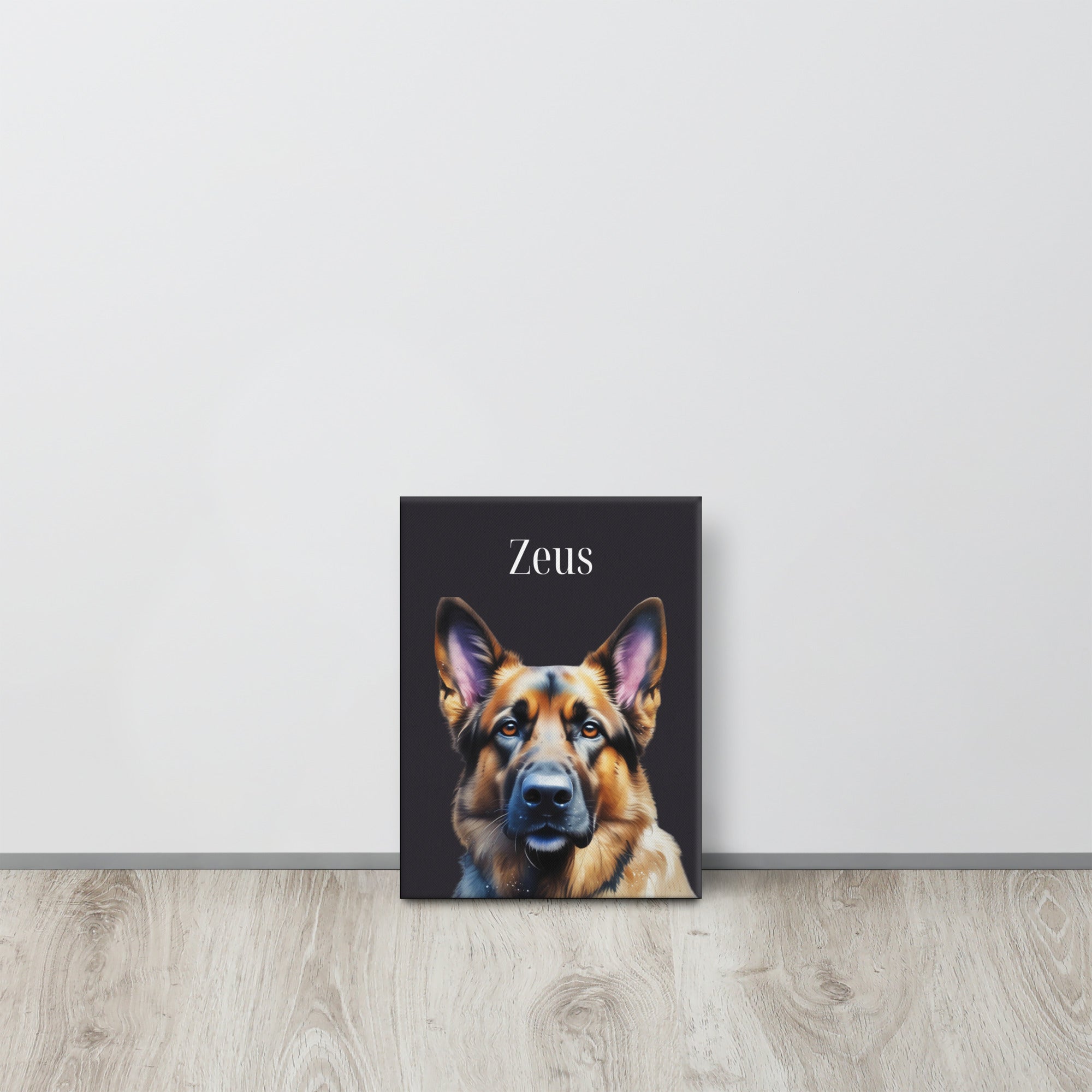 German Shepherd Watercolor Portrait on Thin Canvas, Pet Portrait Wall Art