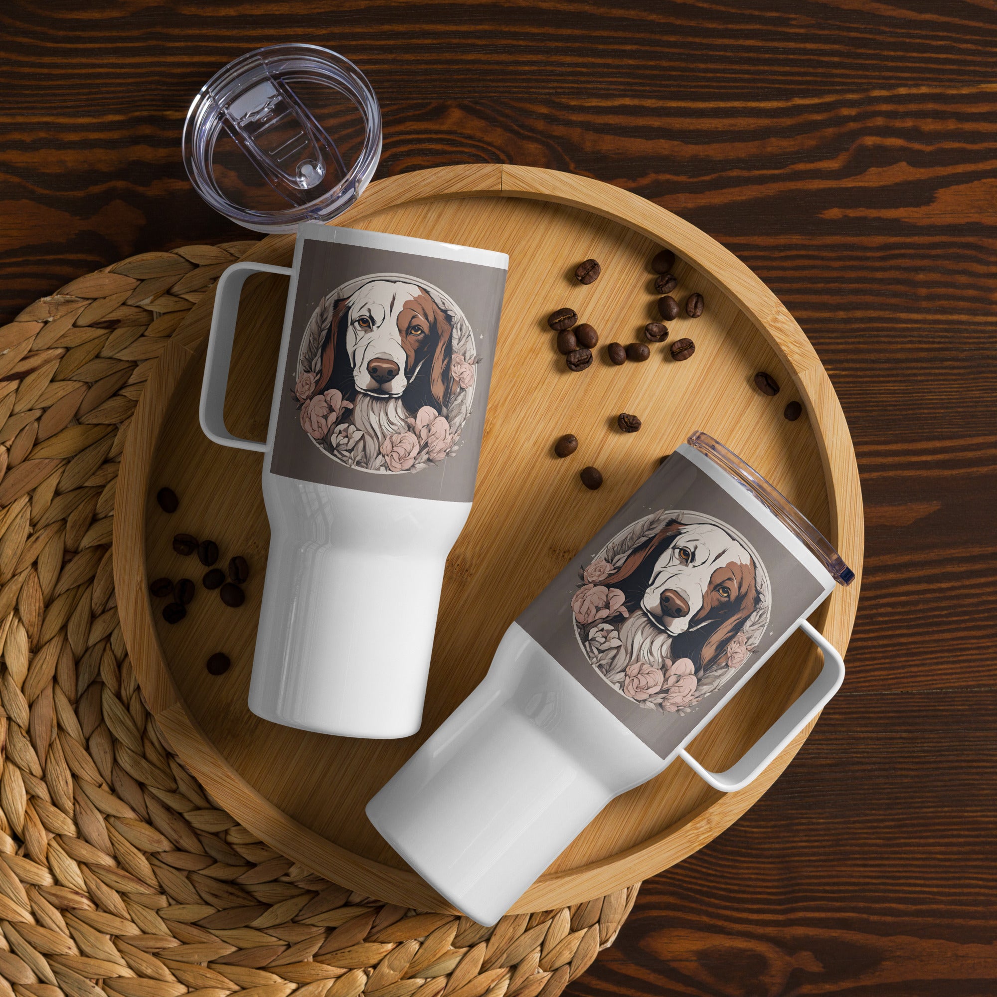 Dog Portrait Aesthetic Travel mug with a handle