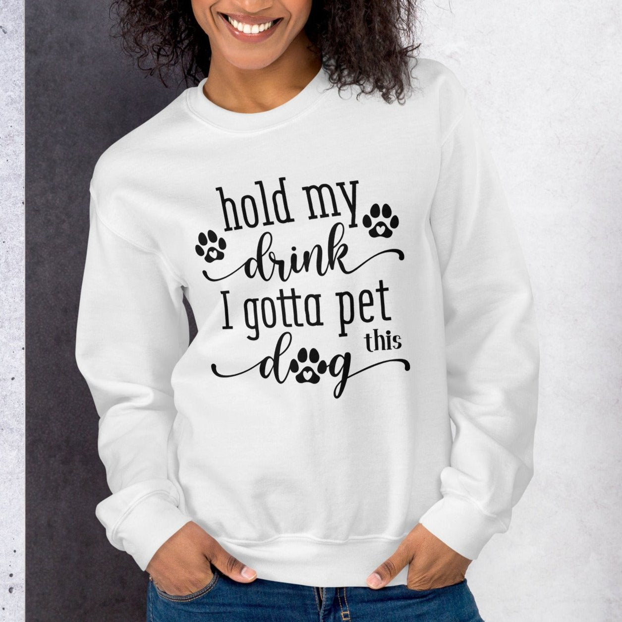 Hold My Drink I Have to Pet This Dog Oversized Unisex Sweatshirt