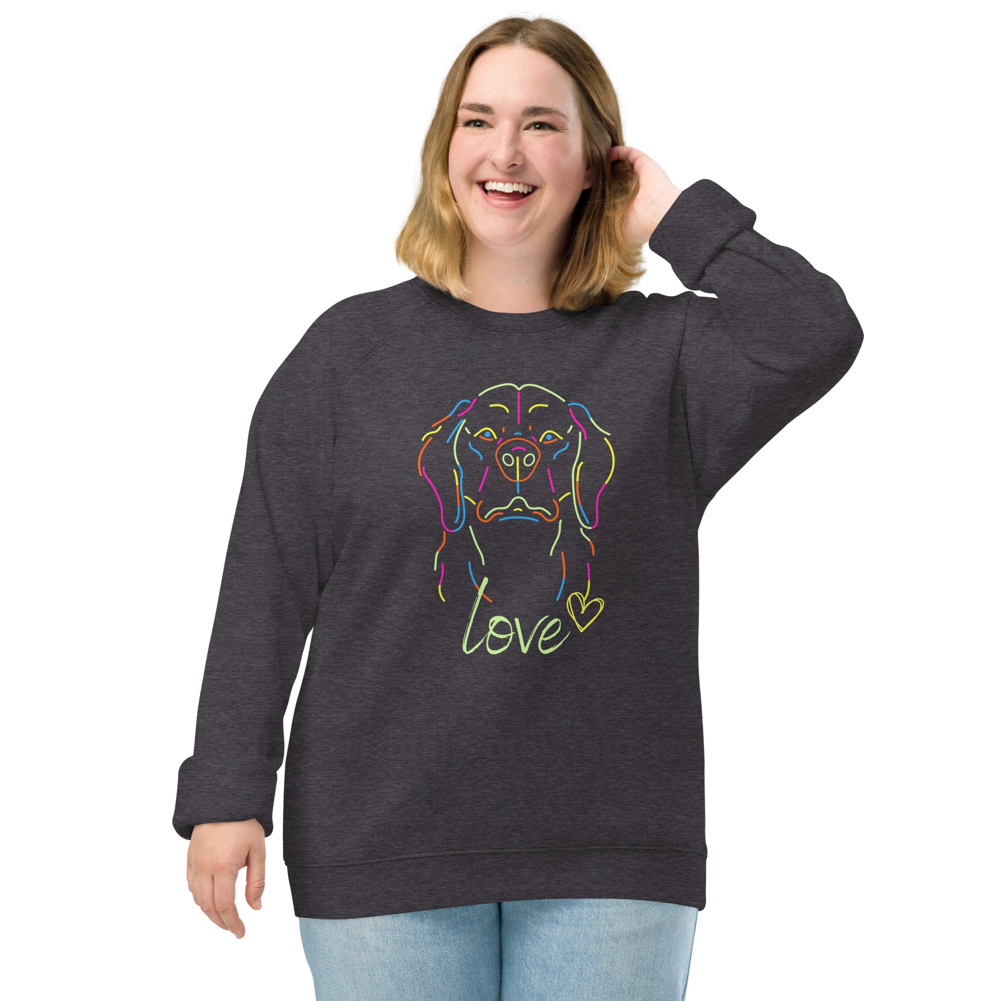 Love My Dog Unisex Organic Raglan Sweatshirt