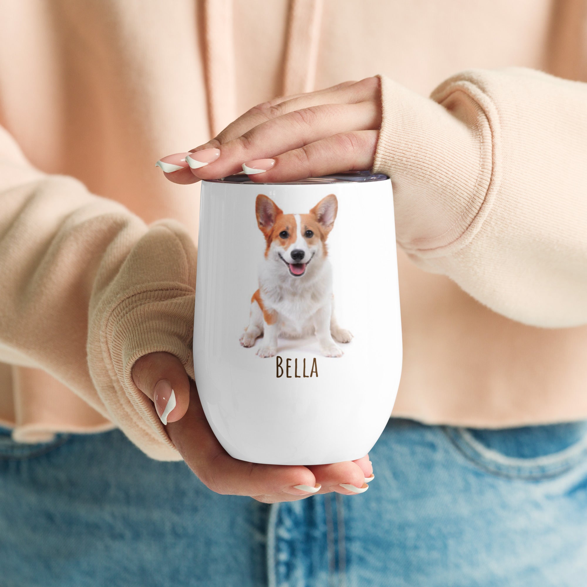 Personalized Pet Photo or AI Portrait Wine Tumbler