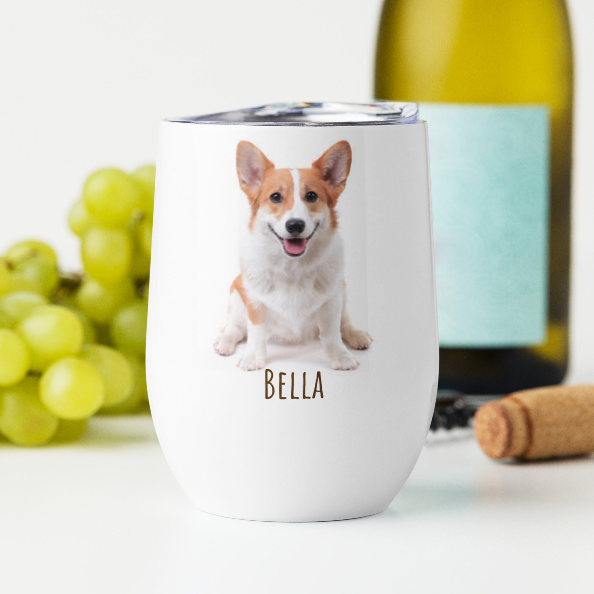 Personalized Pet Photo or AI Portrait Wine Tumbler