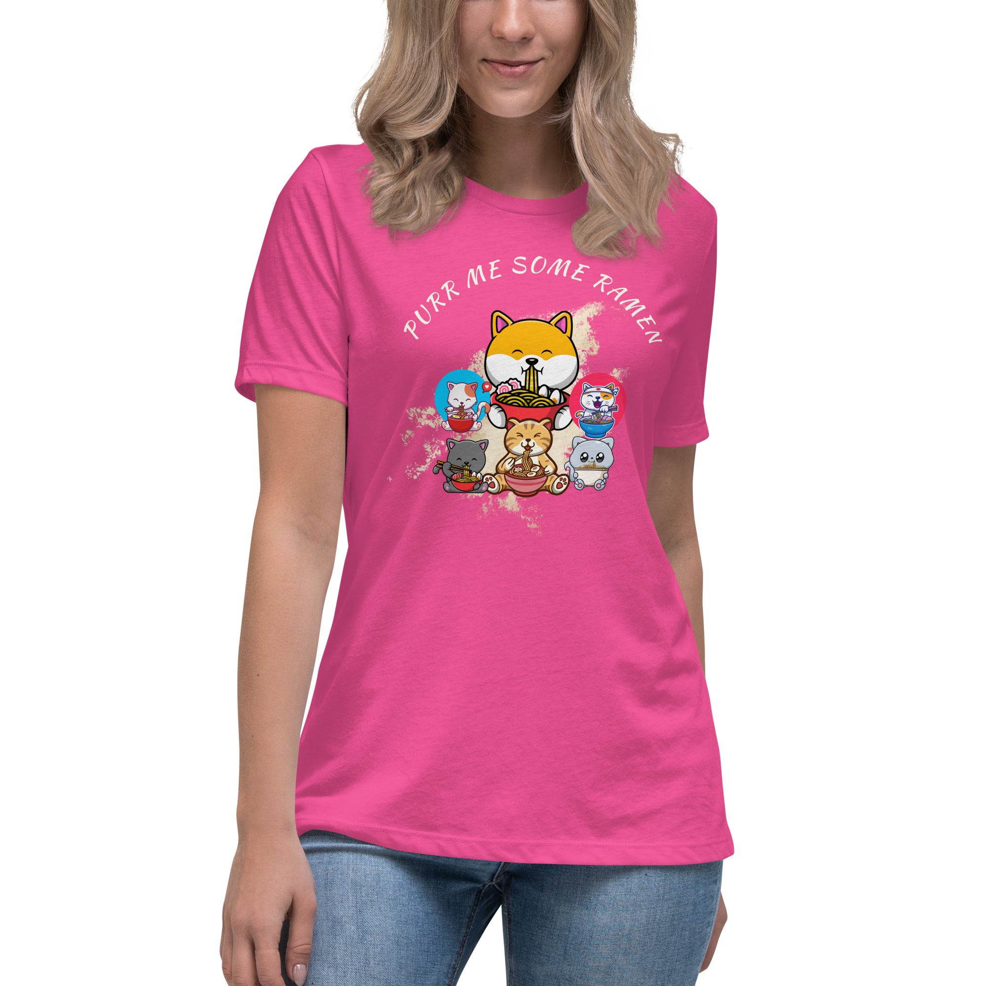 Purr Me Some Ramen Anime Cat Women's Relaxed T-Shirt